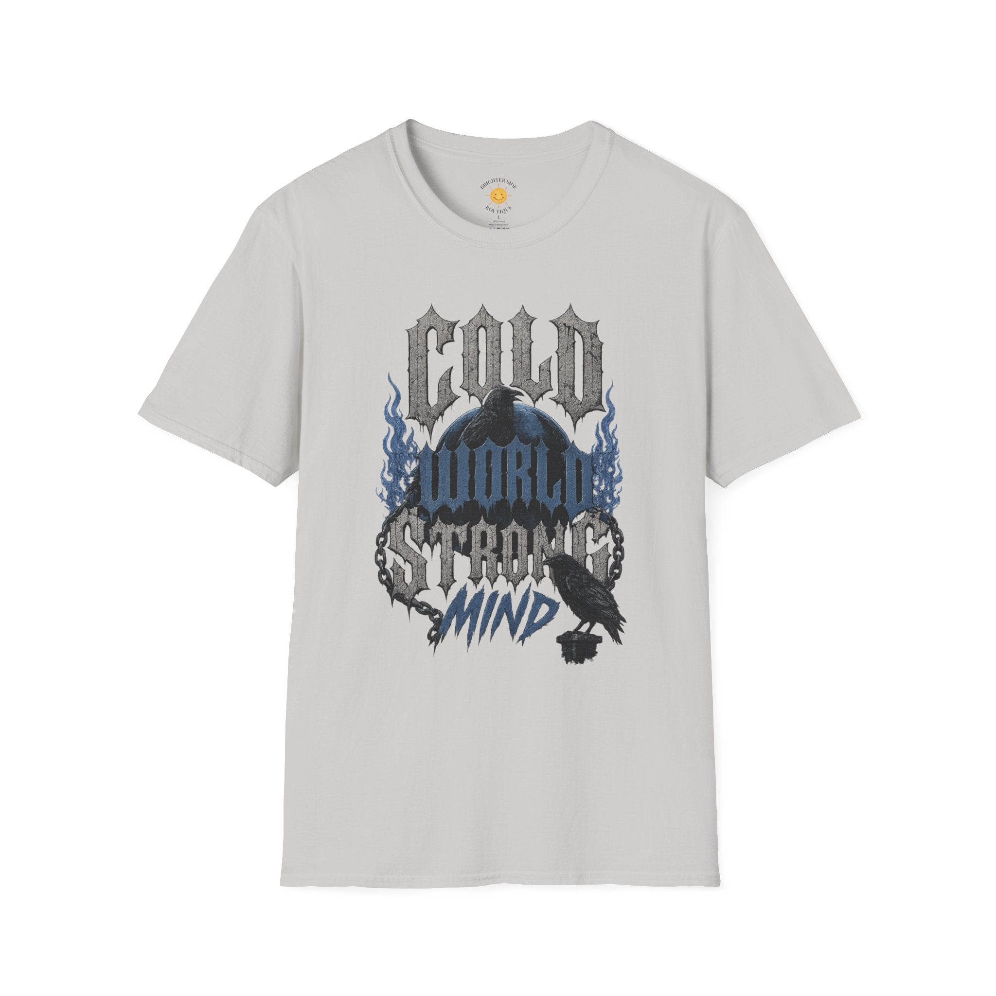 Cold World Strong Mind Gothic Raven Resilience T-Shirt