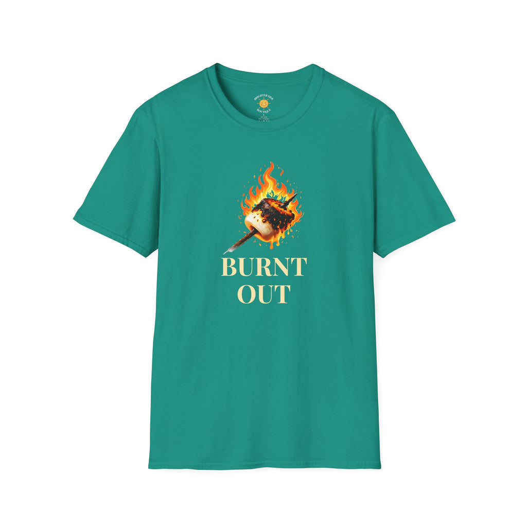 Burnt Out Flaming Marshmallow Funny Burnout T-Shirt