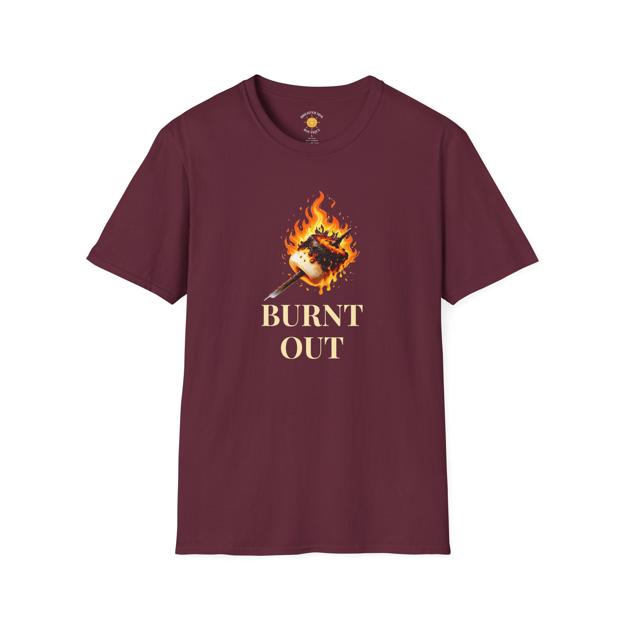 Burnt Out Flaming Marshmallow Funny Burnout T-Shirt