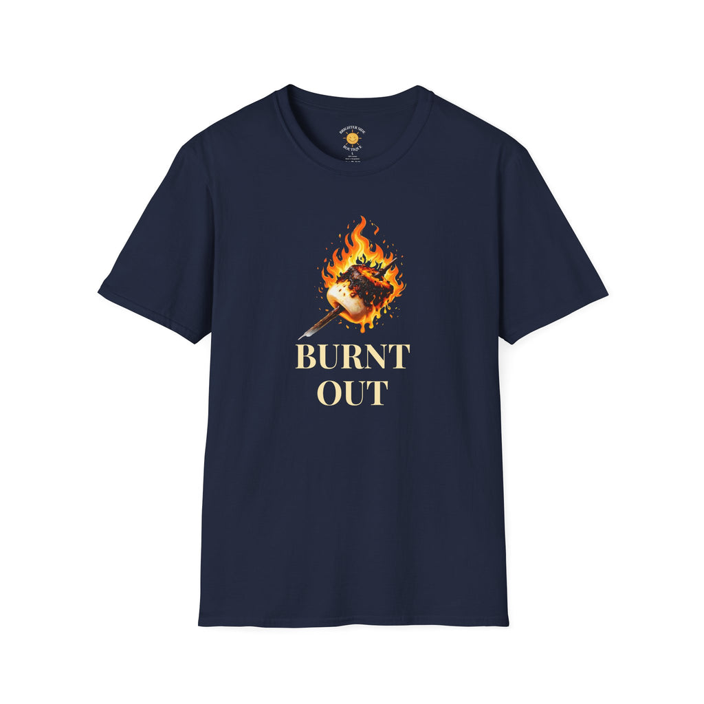 Burnt Out Flaming Marshmallow Funny Burnout T-Shirt