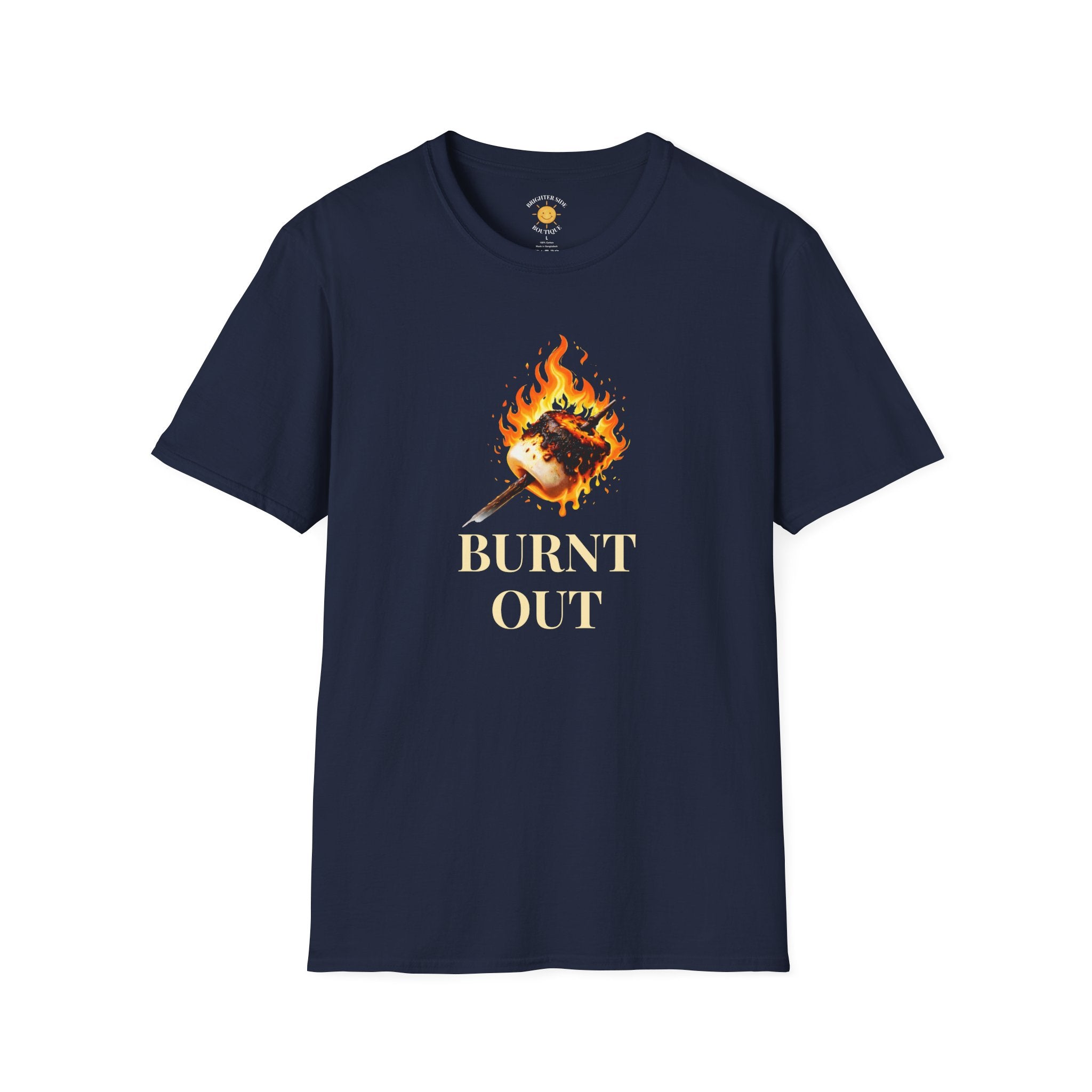 Burnt Out Flaming Marshmallow Funny Burnout T-Shirt