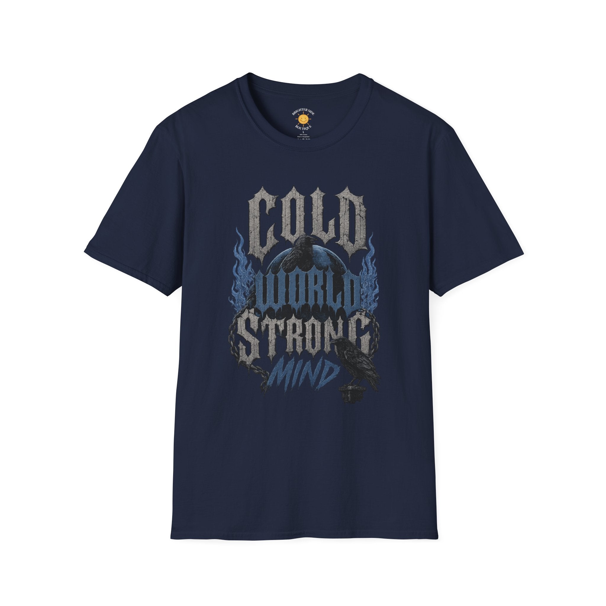 Cold World Strong Mind Gothic Raven Resilience T-Shirt