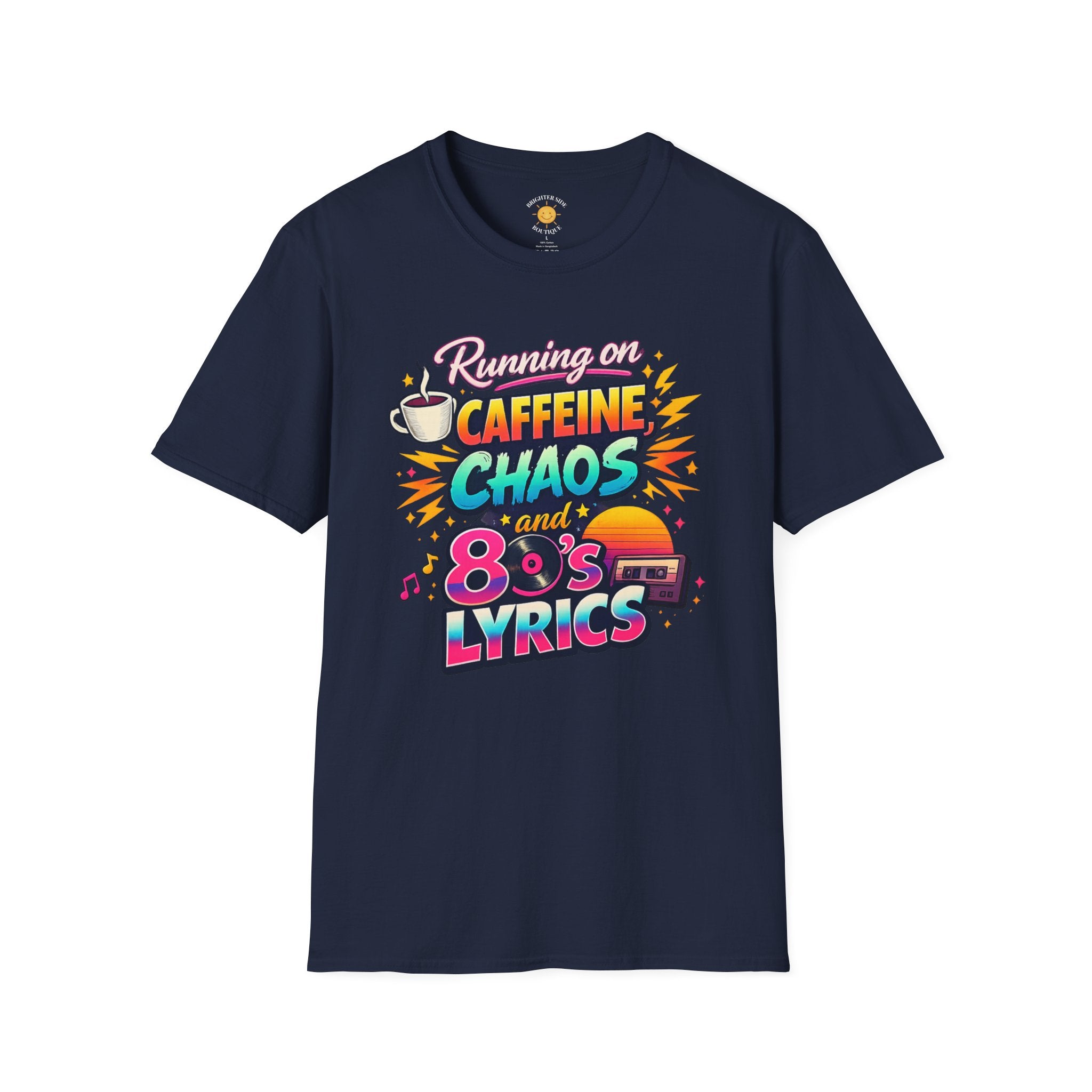Running on Caffeine, Chaos & 80's Lyrics Retro T-Shirt