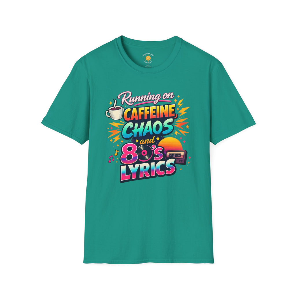 Running on Caffeine, Chaos & 80's Lyrics Retro T-Shirt