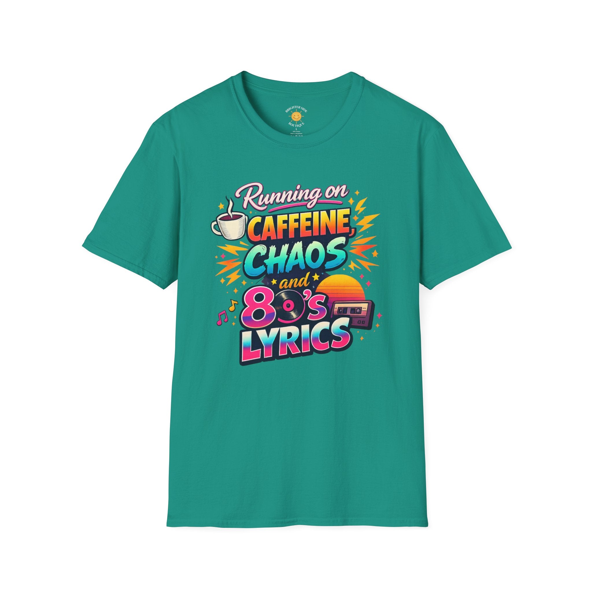 Running on Caffeine, Chaos & 80's Lyrics Retro T-Shirt