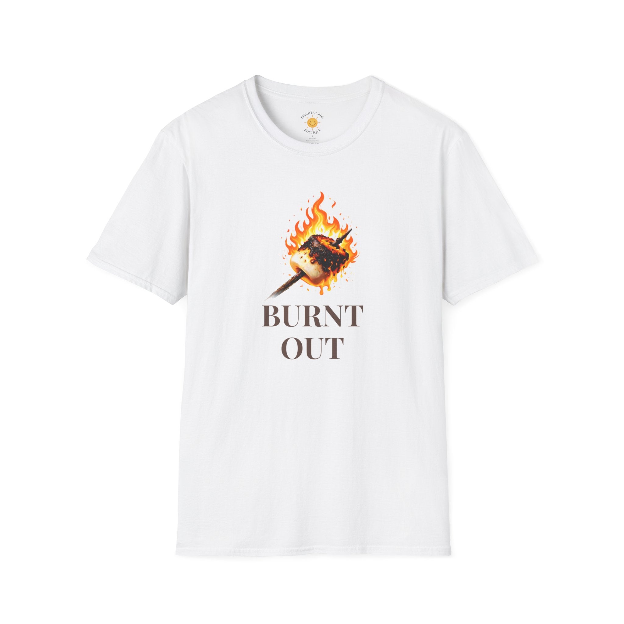 Burnt Out Flaming Marshmallow Funny Burnout T-Shirt