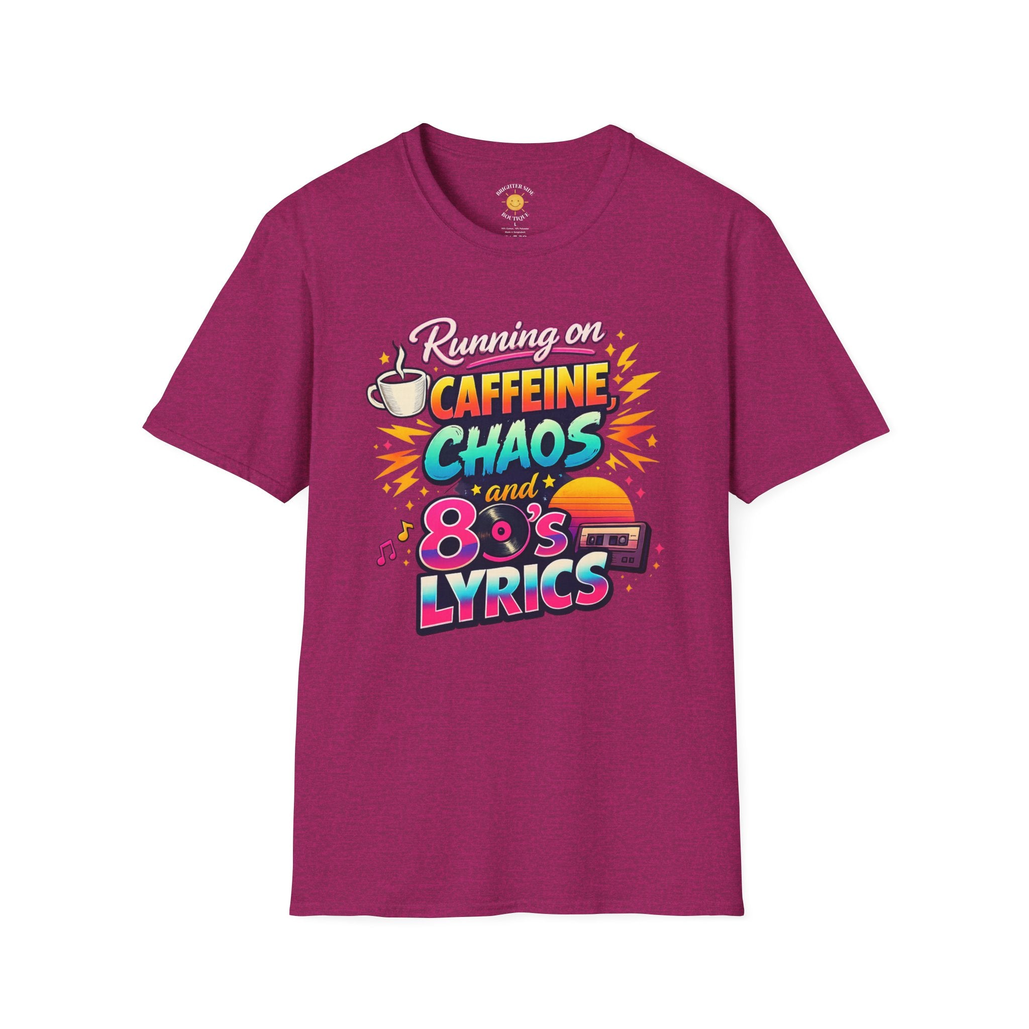Running on Caffeine, Chaos & 80's Lyrics Retro T-Shirt