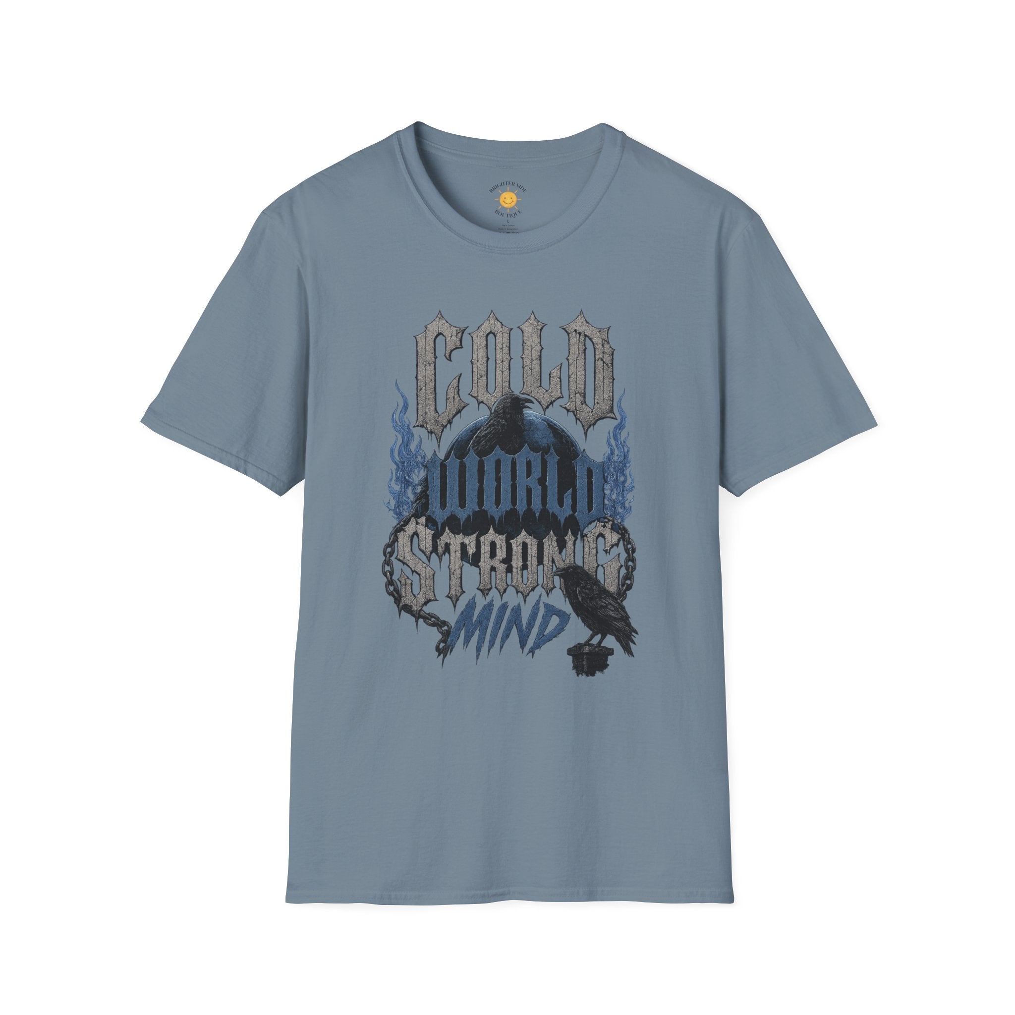 Cold World Strong Mind Gothic Raven Resilience T-Shirt