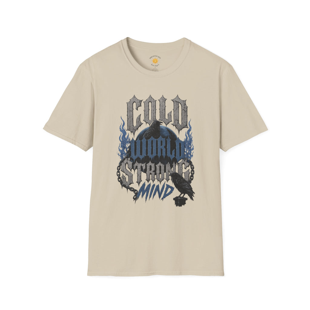 Cold World Strong Mind Gothic Raven Resilience T-Shirt