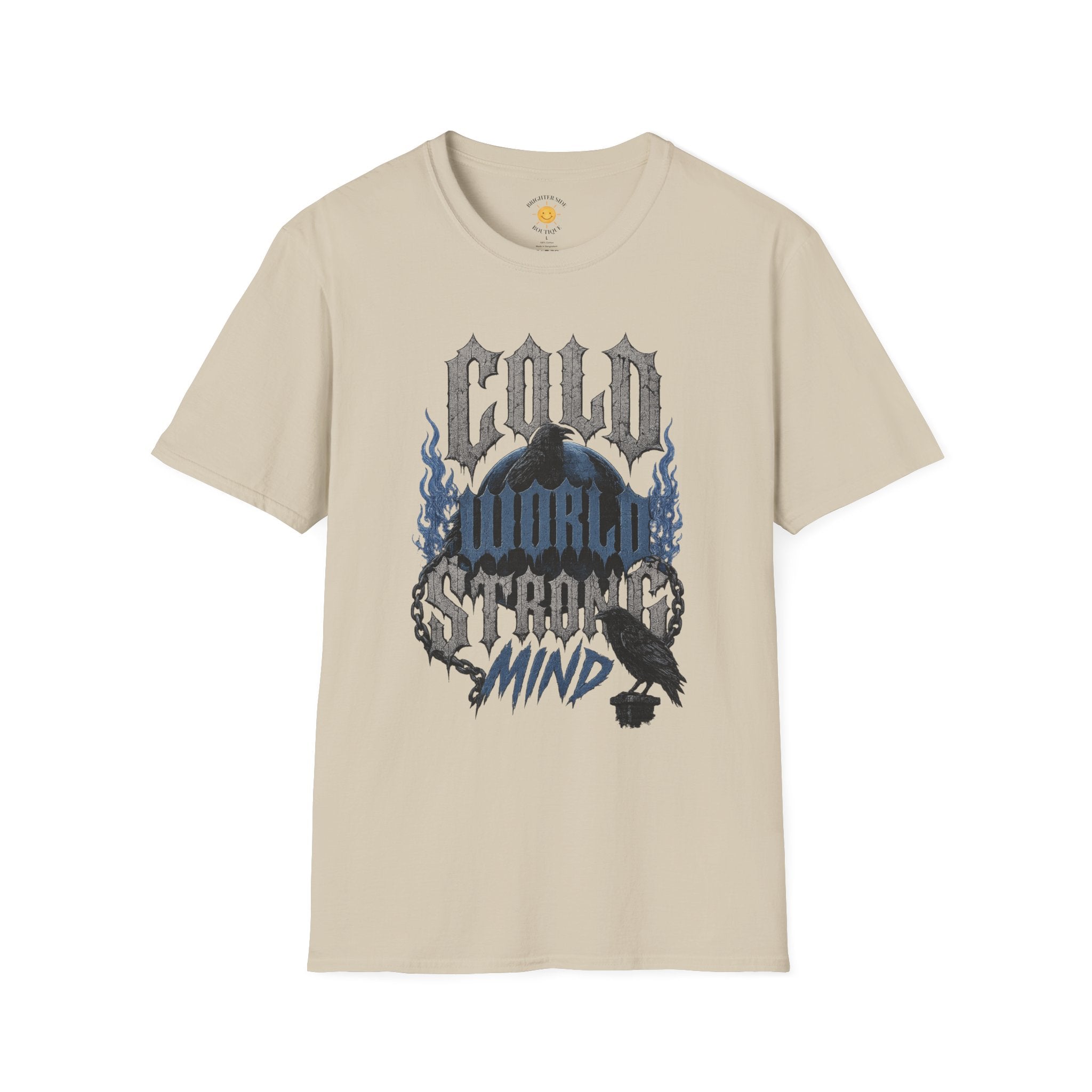 Cold World Strong Mind Gothic Raven Resilience T-Shirt