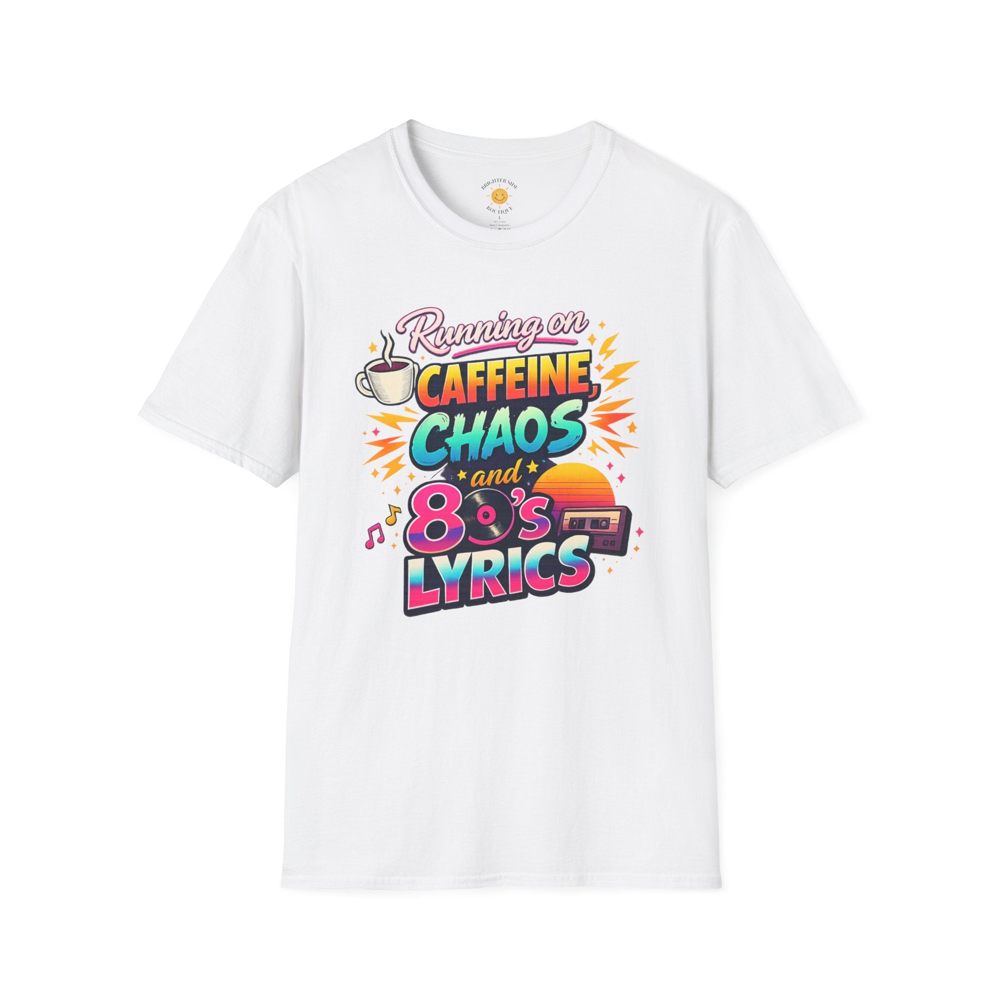 Running on Caffeine, Chaos & 80's Lyrics Retro T-Shirt