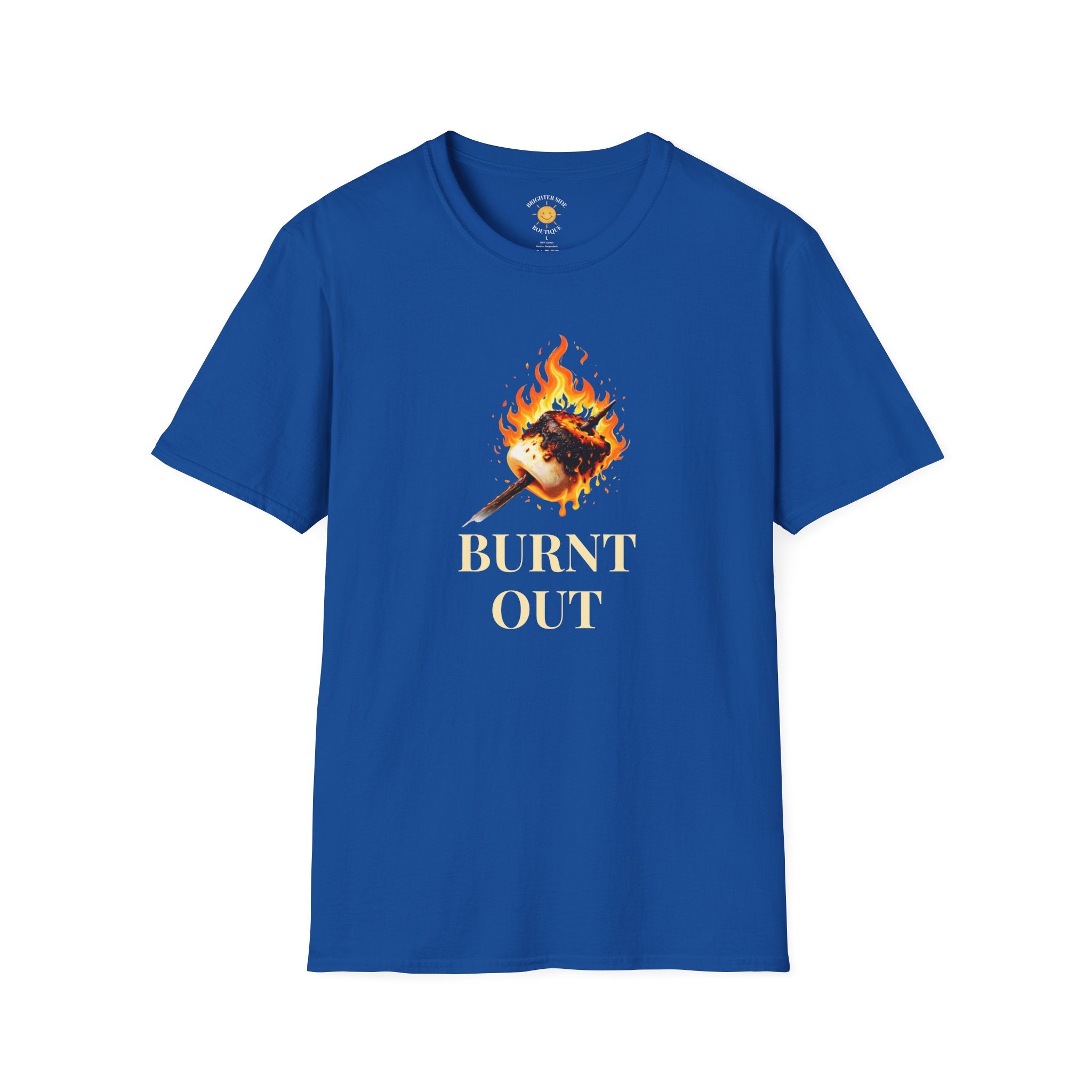 Burnt Out Flaming Marshmallow Funny Burnout T-Shirt