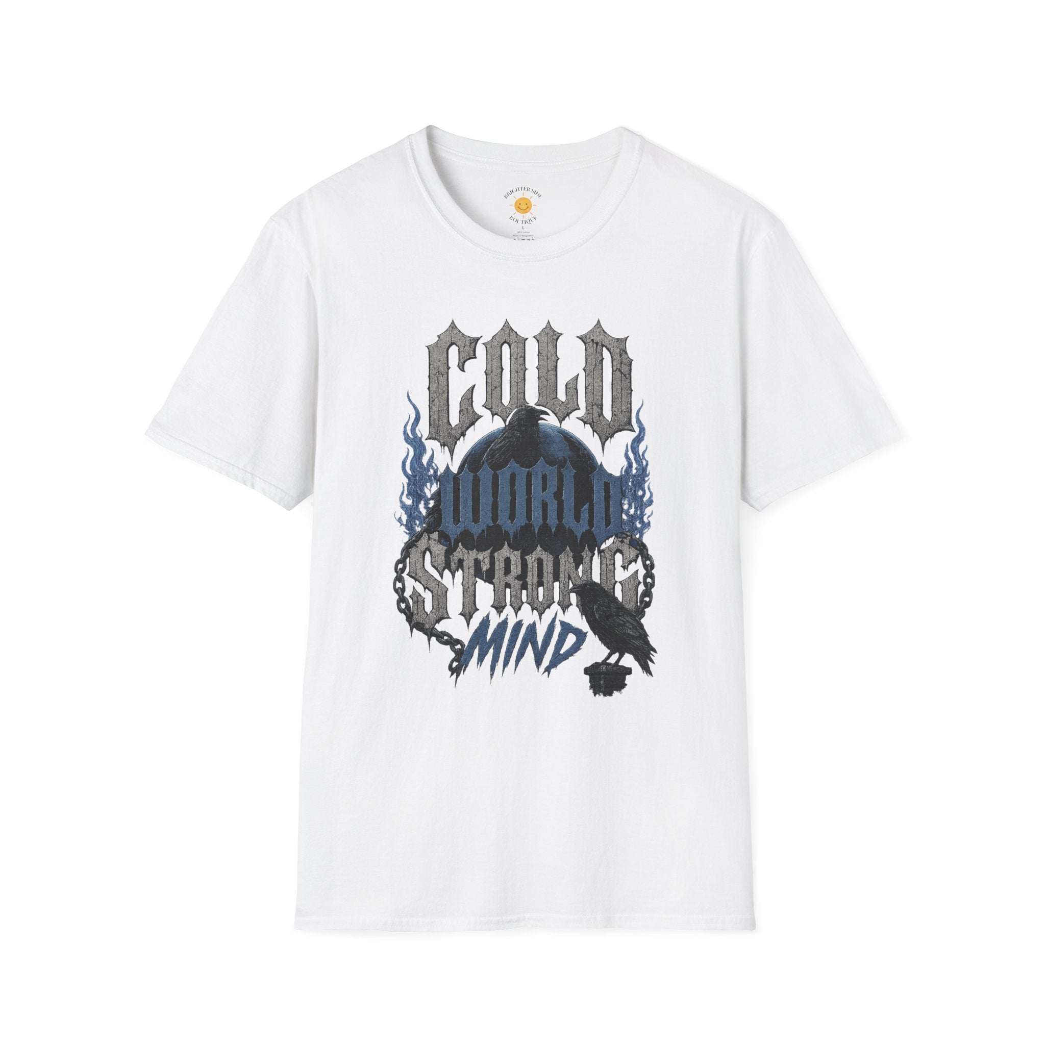 Cold World Strong Mind Gothic Raven Resilience T-Shirt