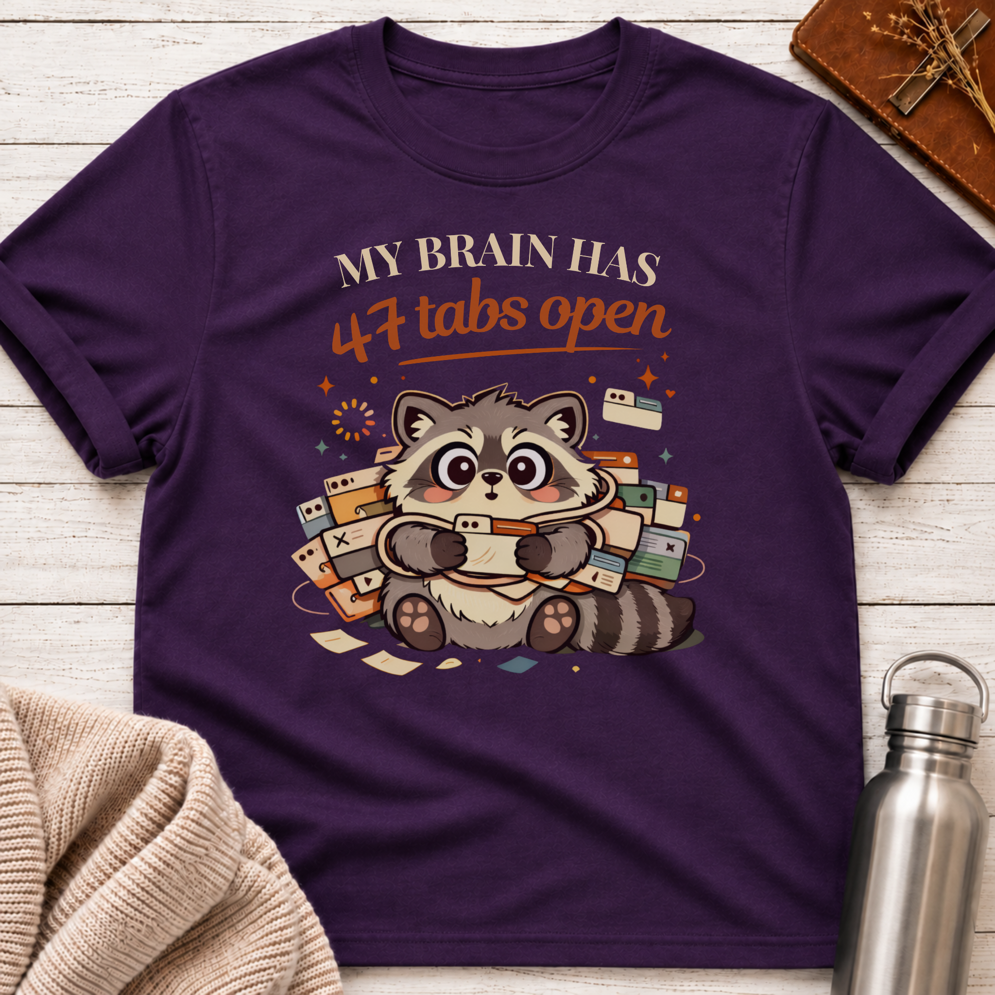 47 Tabs Open Raccoon T-Shirt