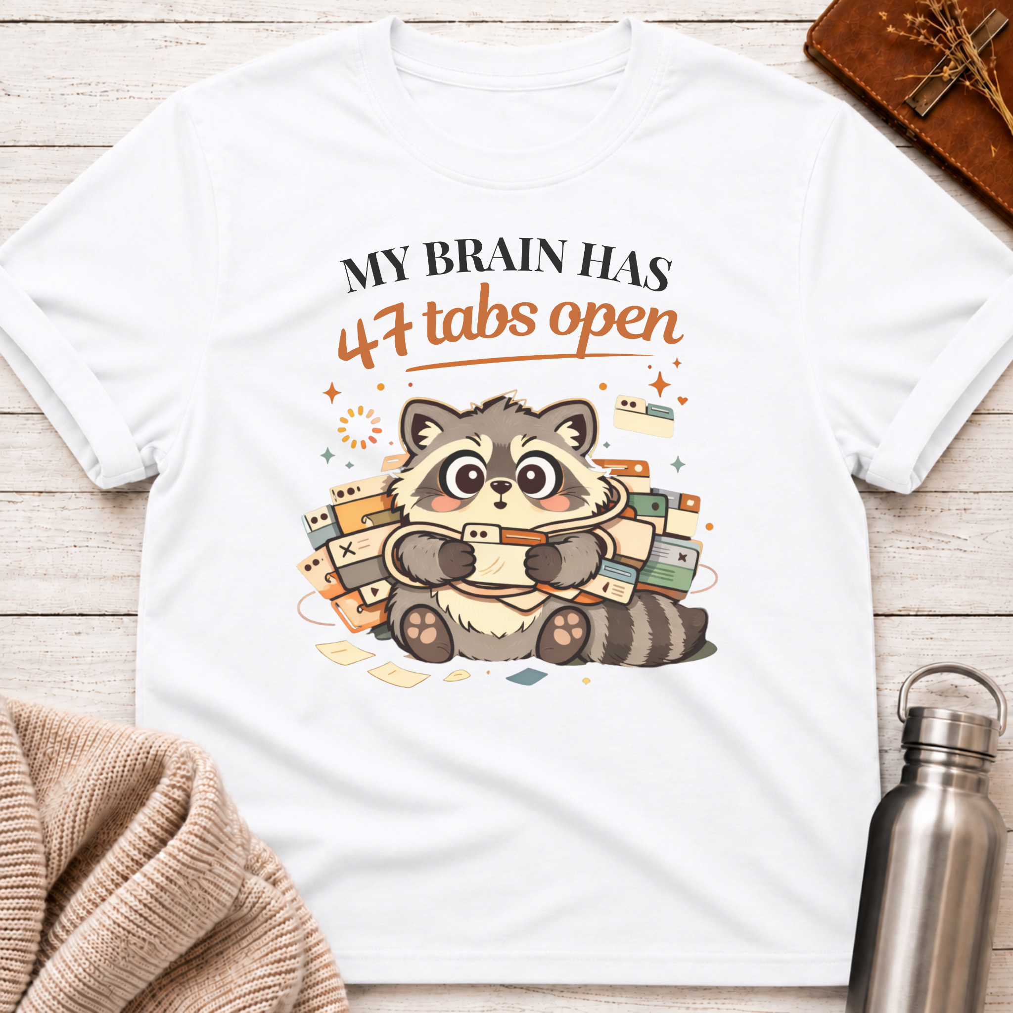 47 Tabs Open Raccoon T-Shirt