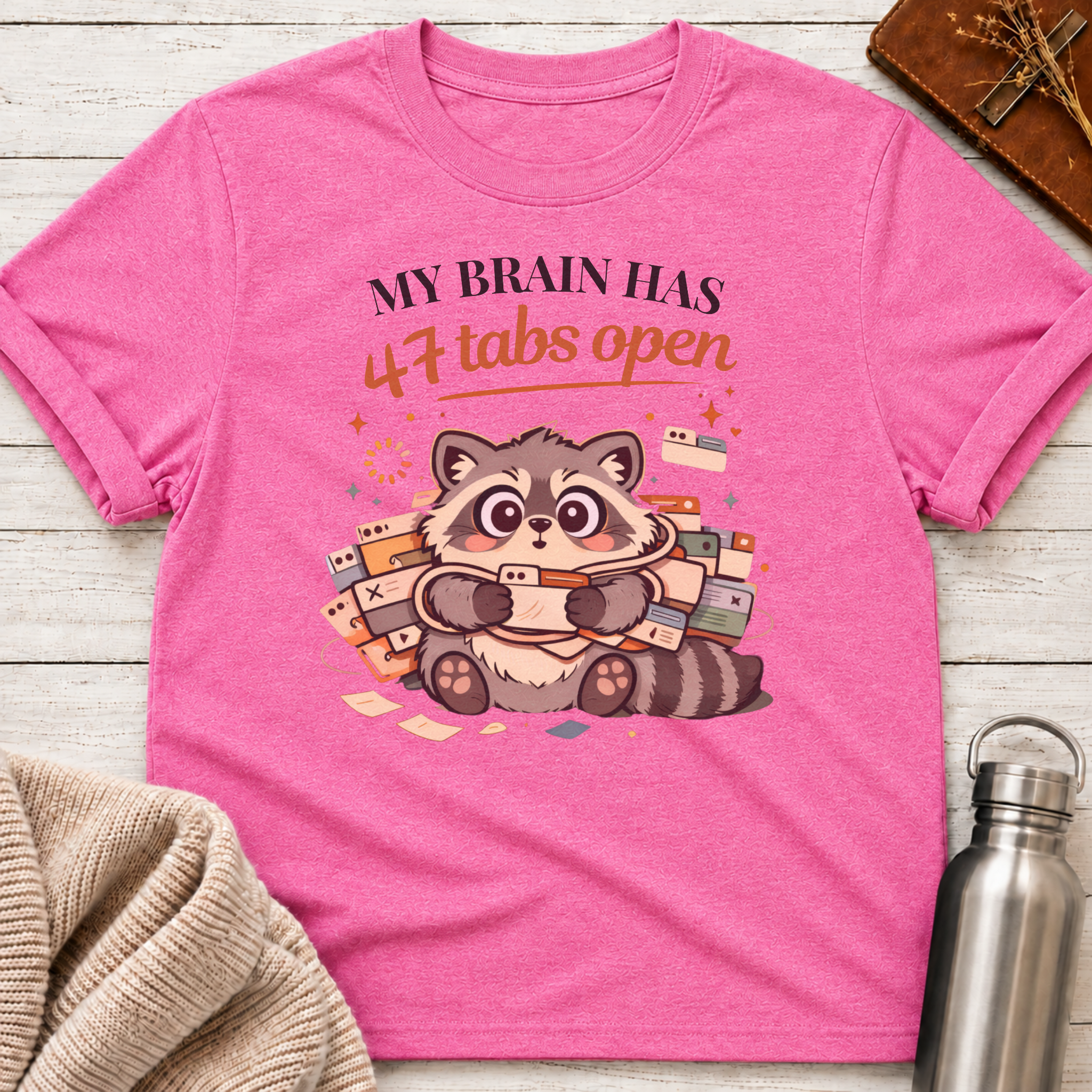 47 Tabs Open Raccoon T-Shirt