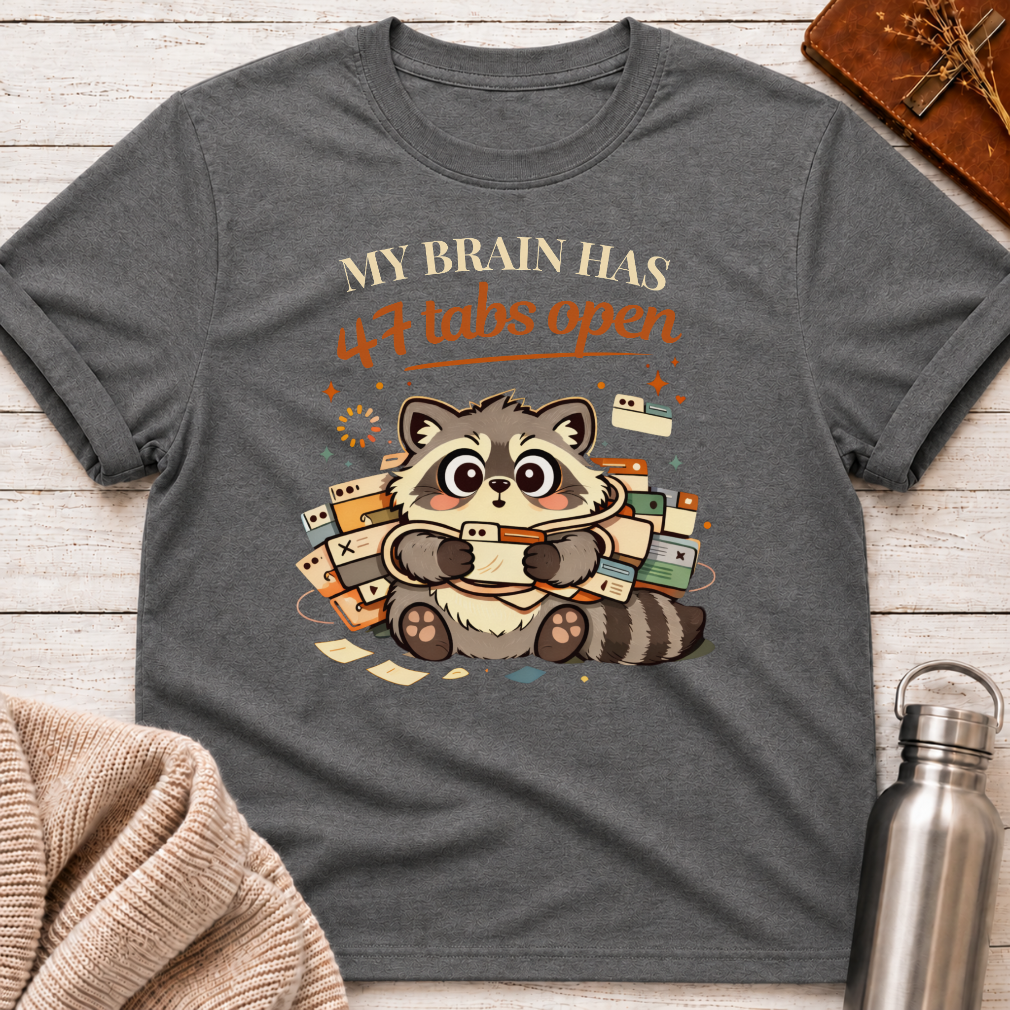 47 Tabs Open Raccoon T-Shirt