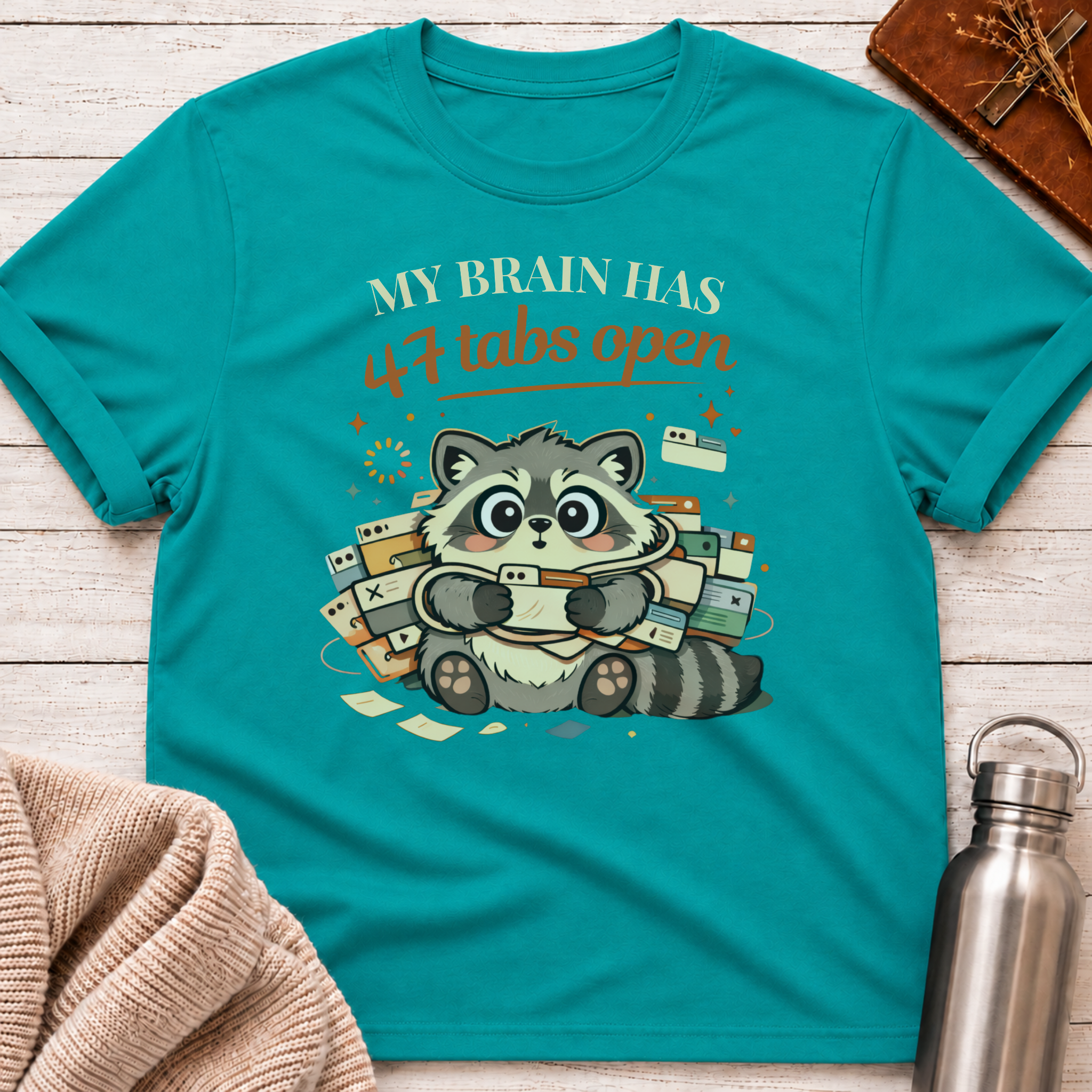 47 Tabs Open Raccoon T-Shirt