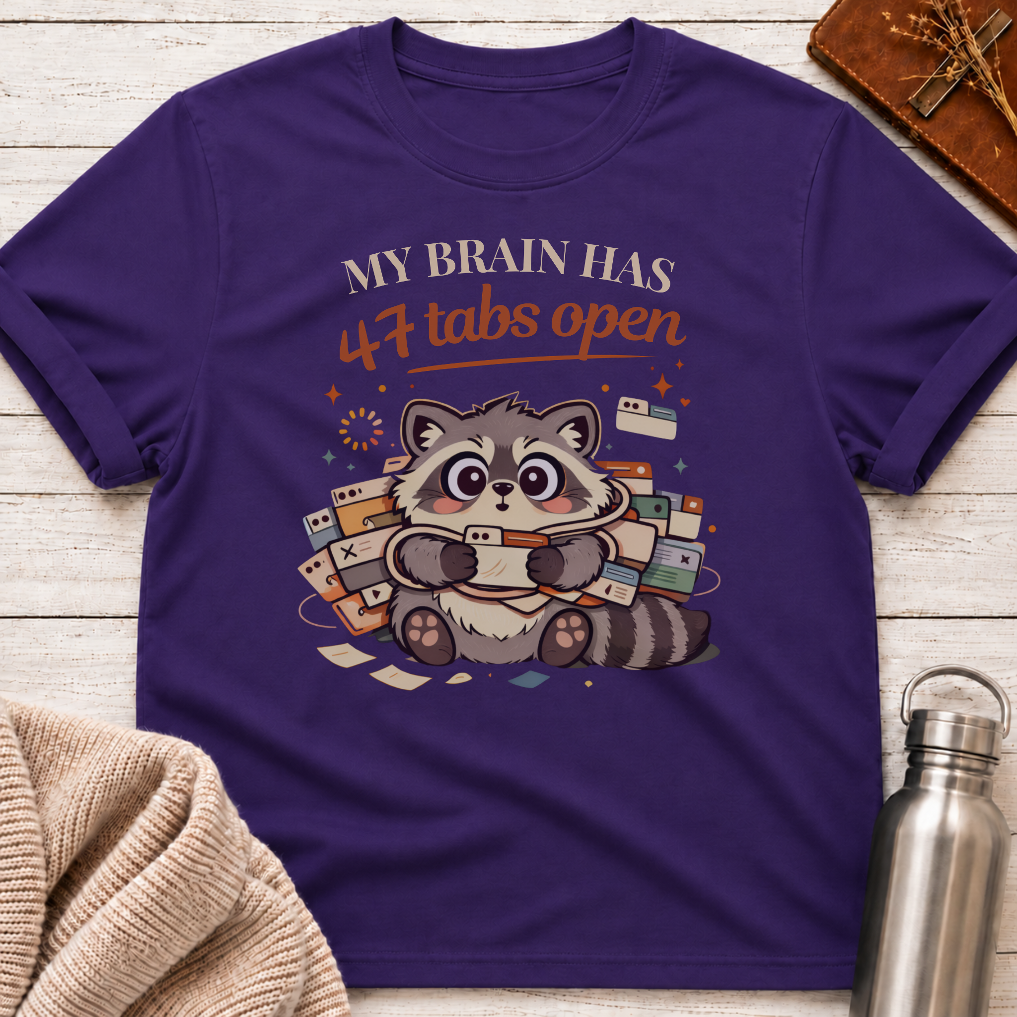 47 Tabs Open Raccoon T-Shirt