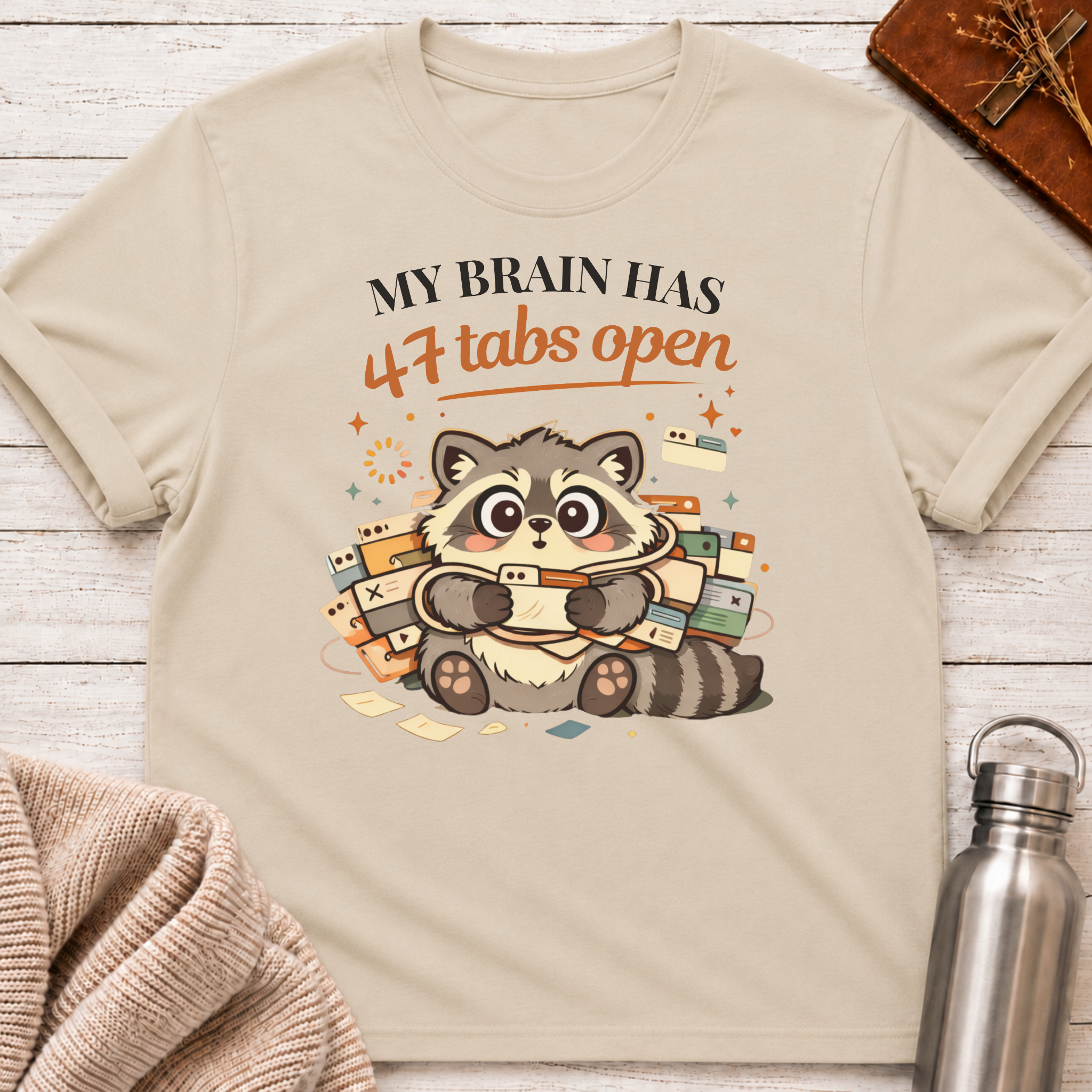 47 Tabs Open Raccoon T-Shirt