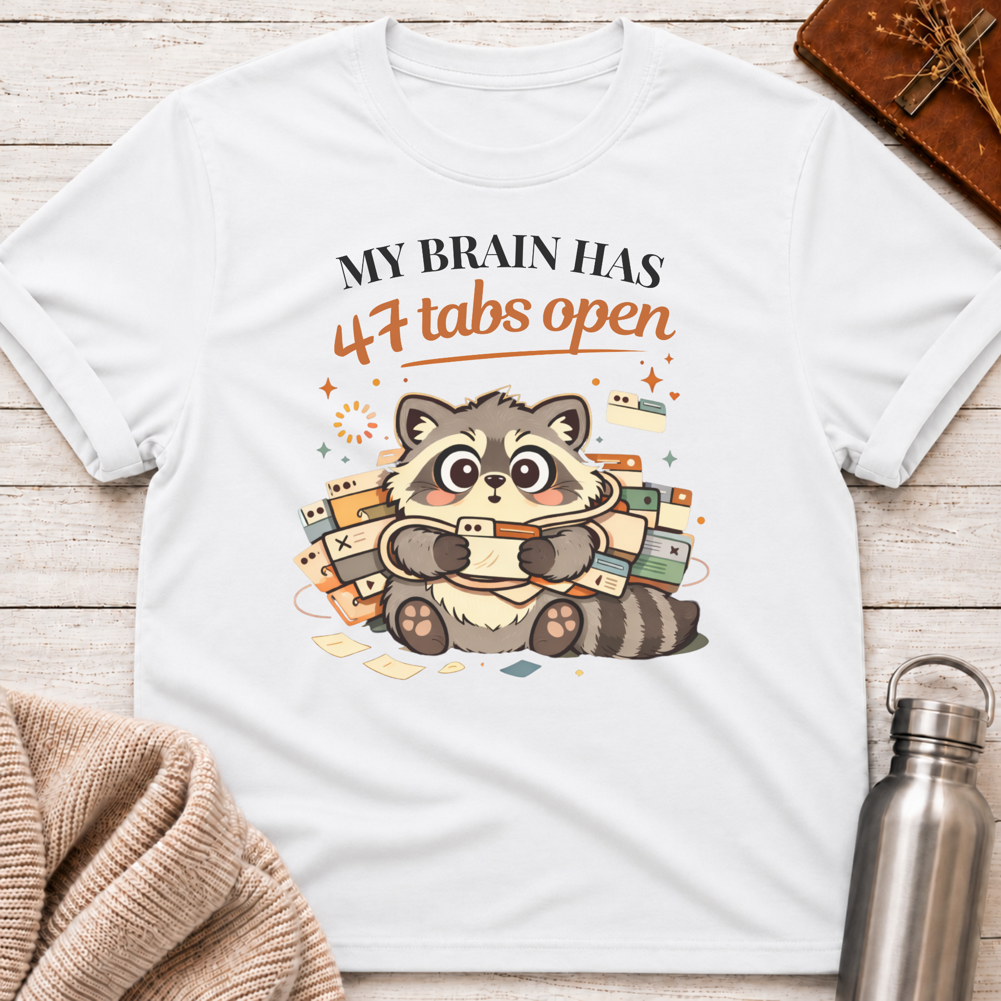 47 Tabs Open Raccoon T-Shirt