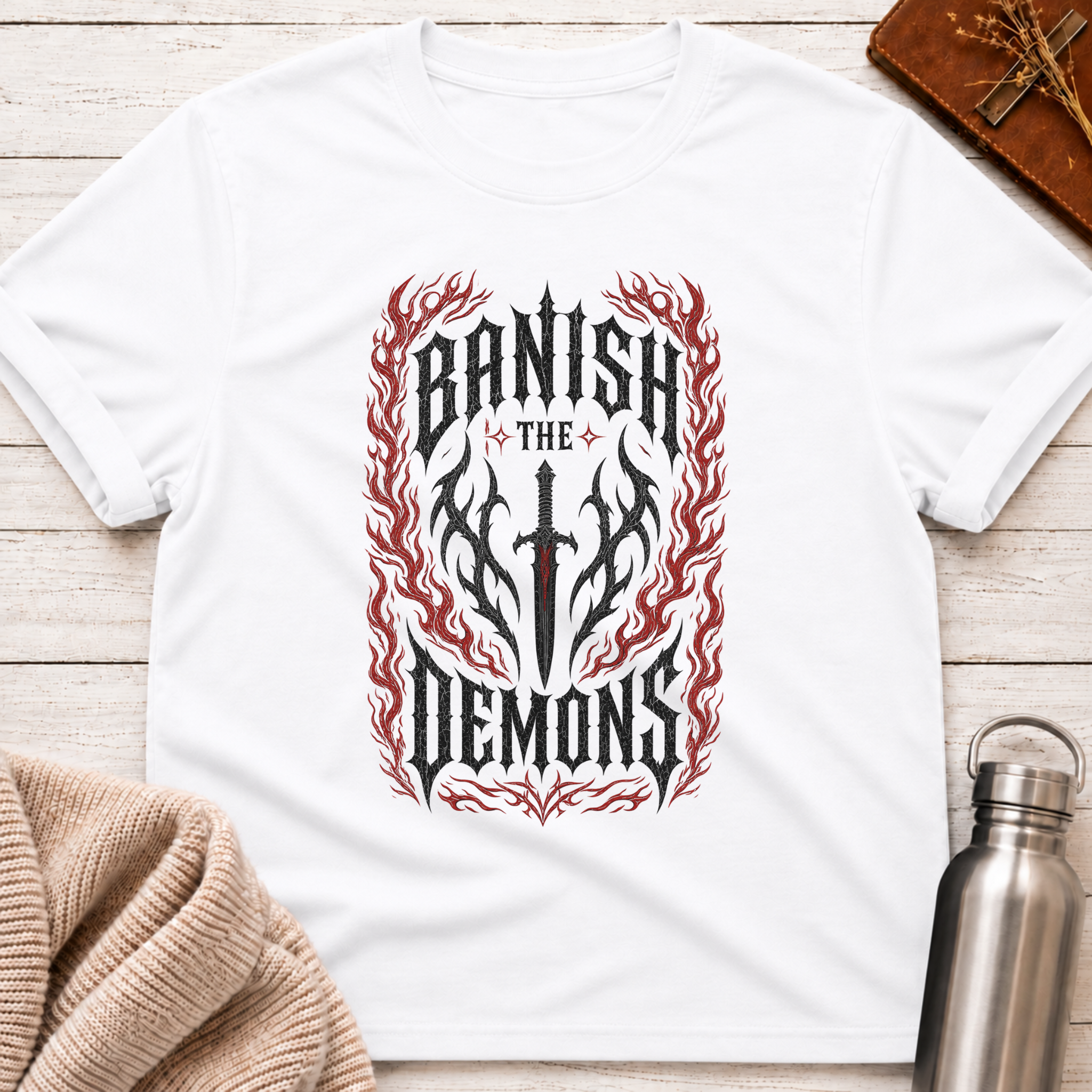 Banish The Demons Gothic Sword T-Shirt