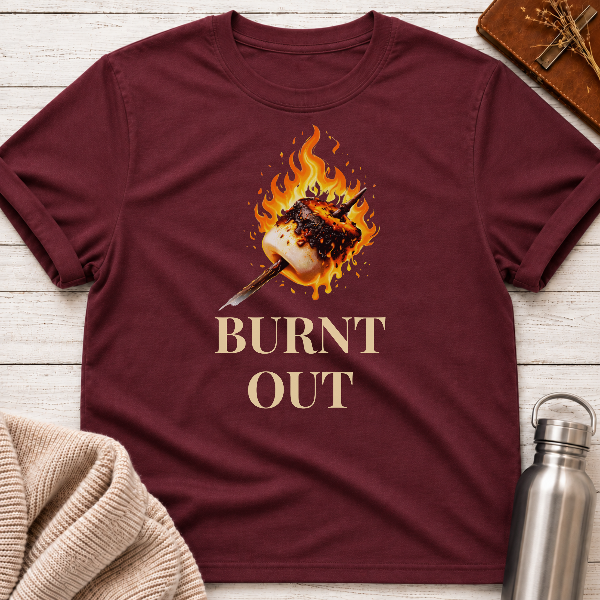 Burnt Out Flaming Marshmallow T-Shirt