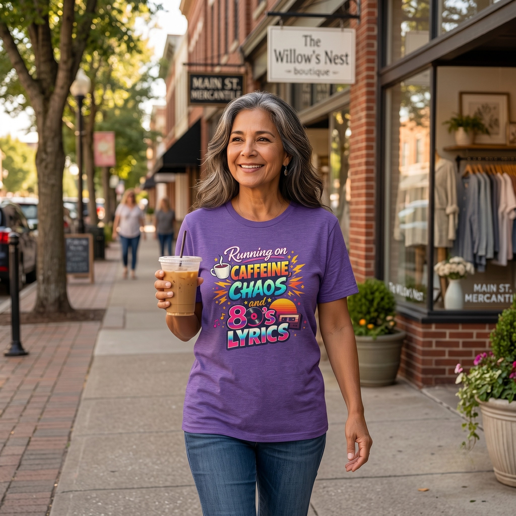 Caffeine, Chaos & 80's Lyrics T-Shirt