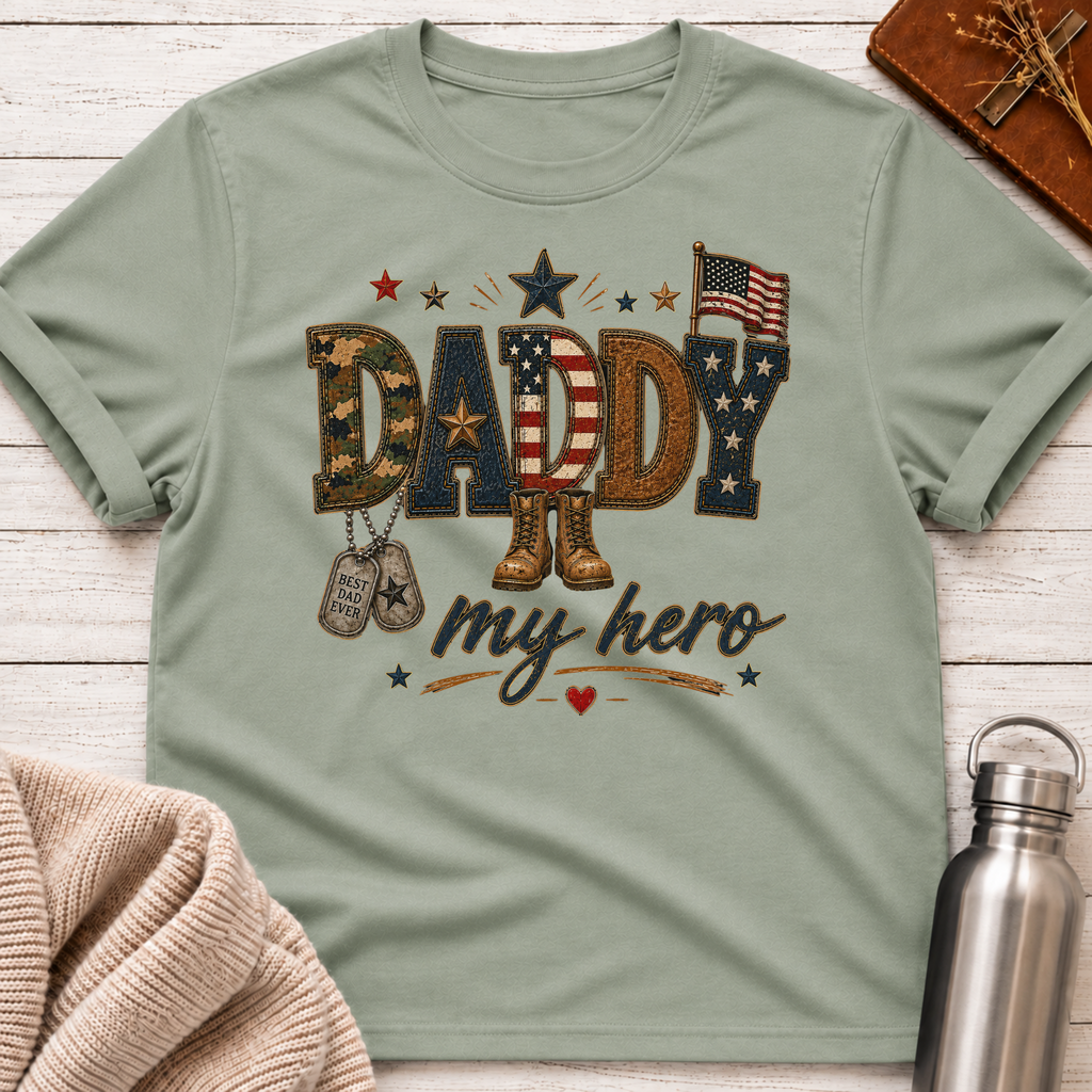 Daddy My Hero Patriotic Dad T-Shirt