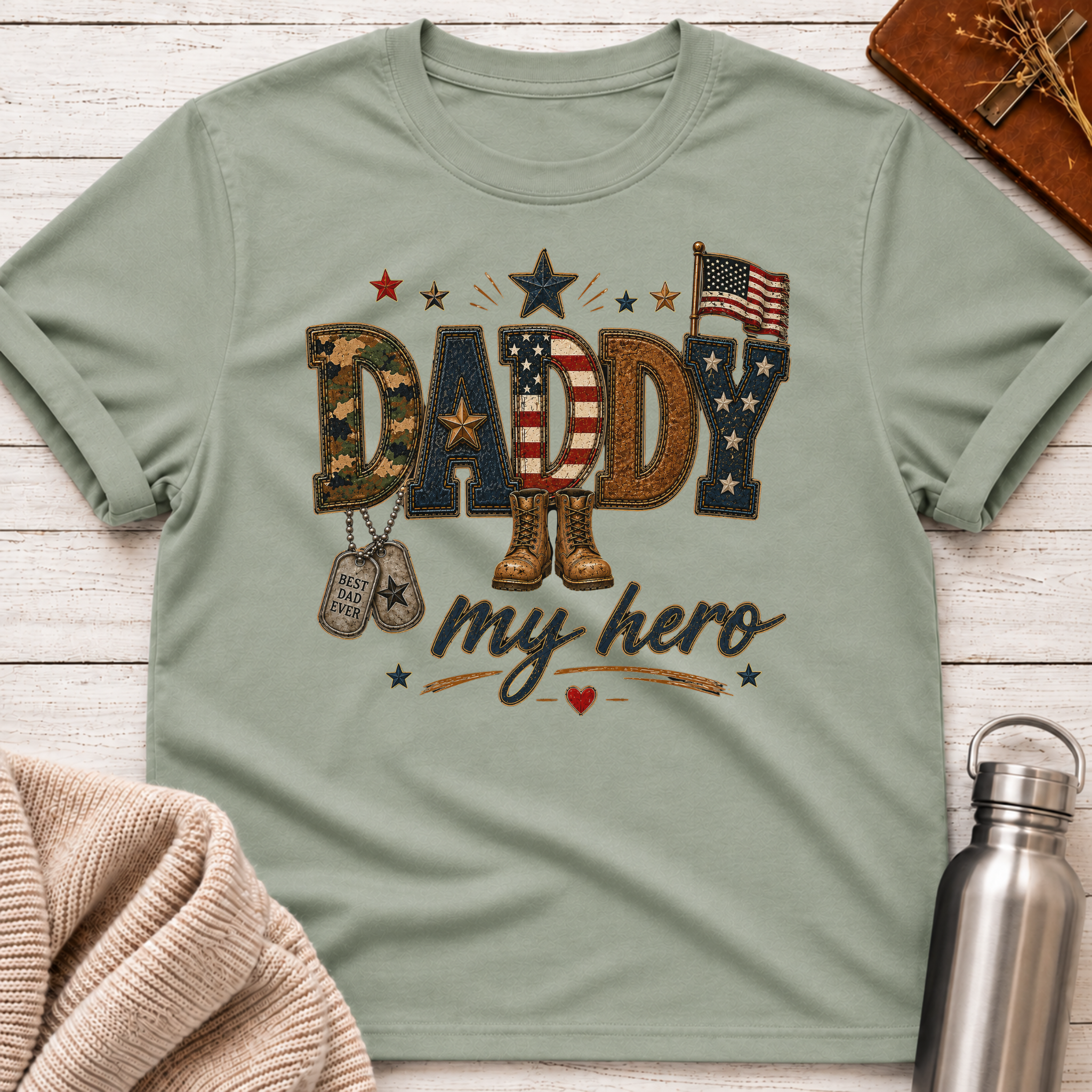 Daddy My Hero Patriotic Dad T-Shirt