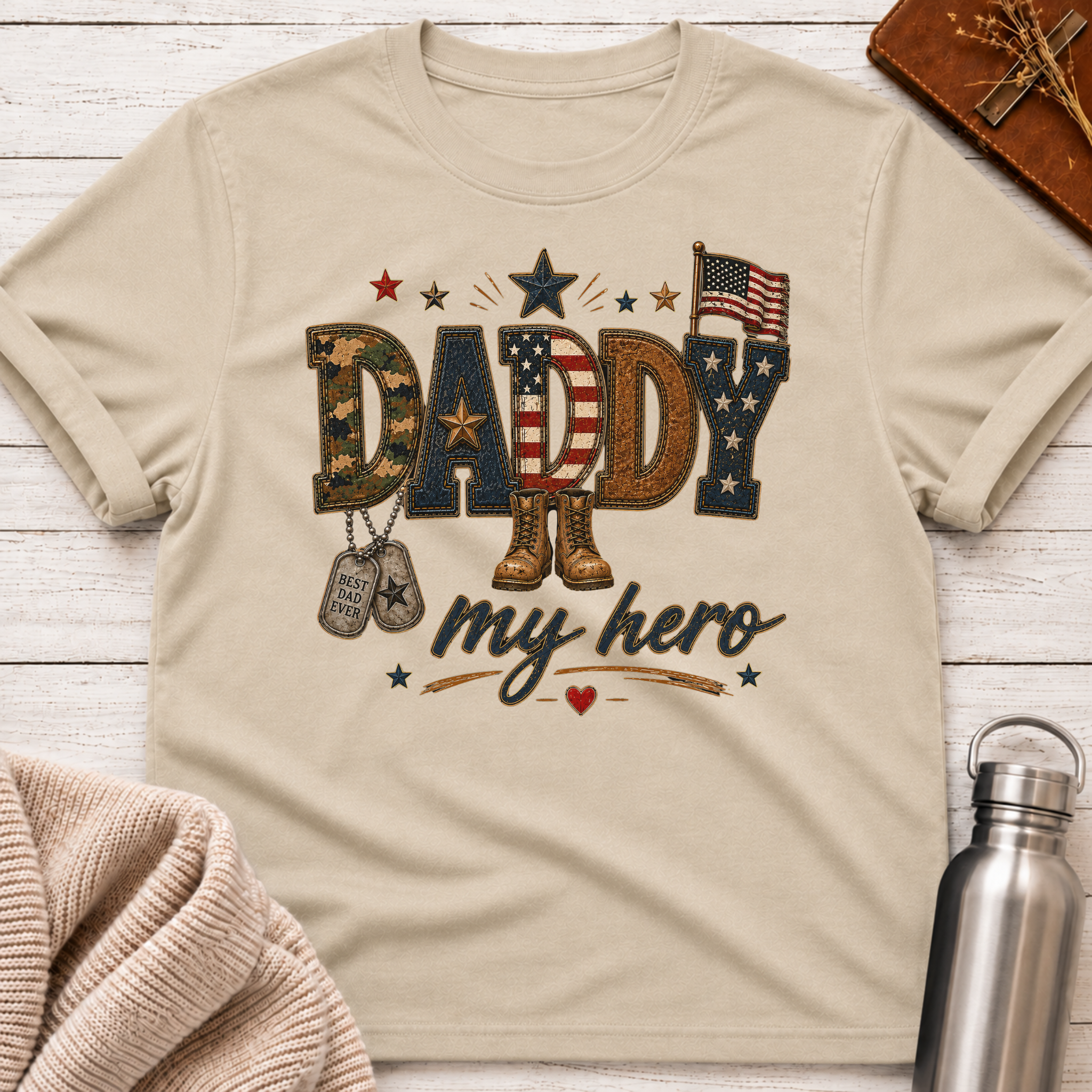 Daddy My Hero Patriotic Dad T-Shirt