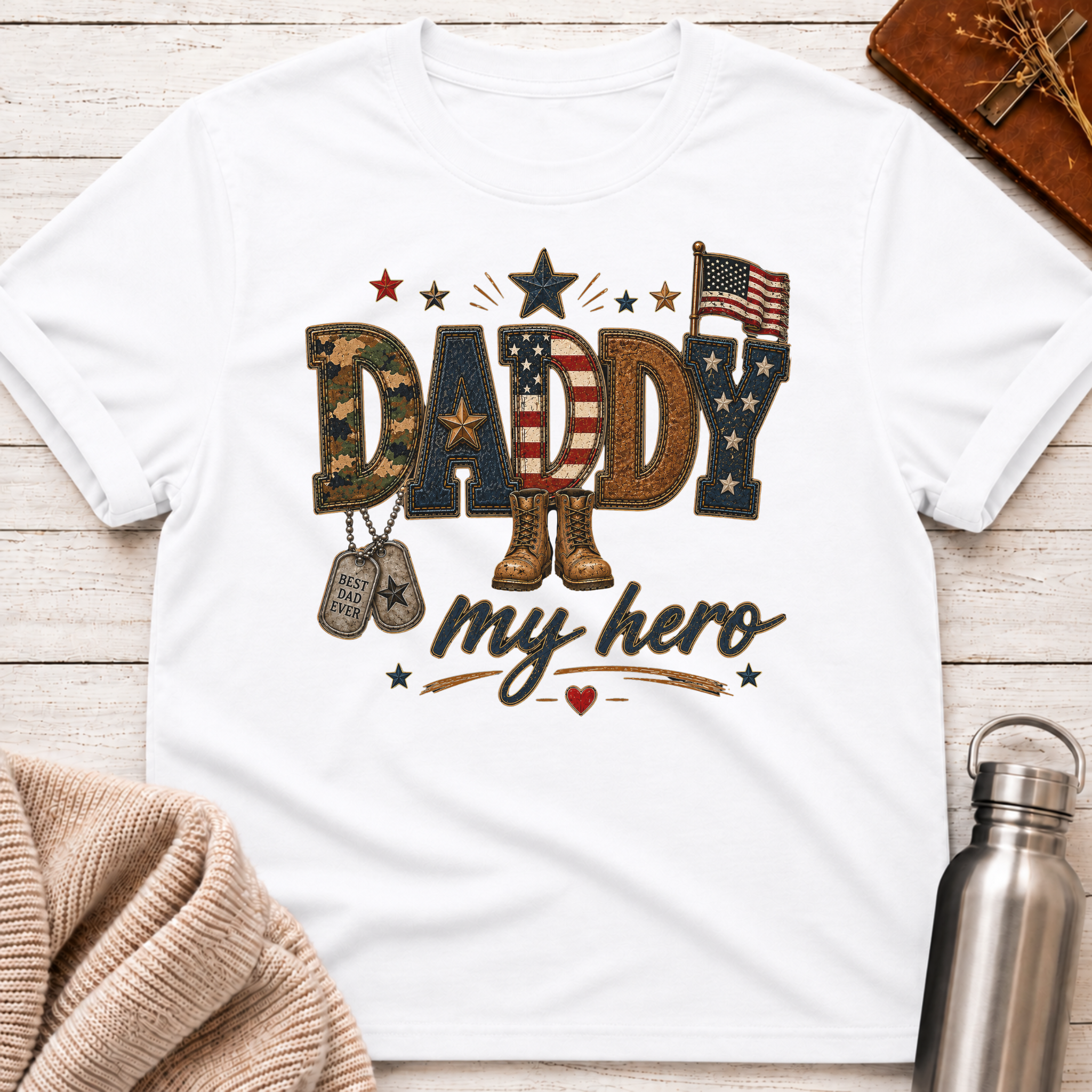 Daddy My Hero Patriotic Dad T-Shirt