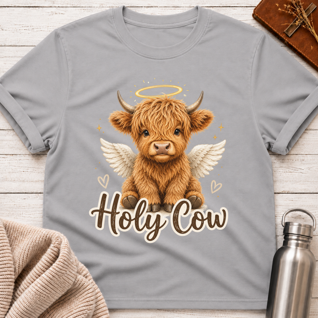 Holy Cow Angel Highland Cow Funny Pun T-Shirt