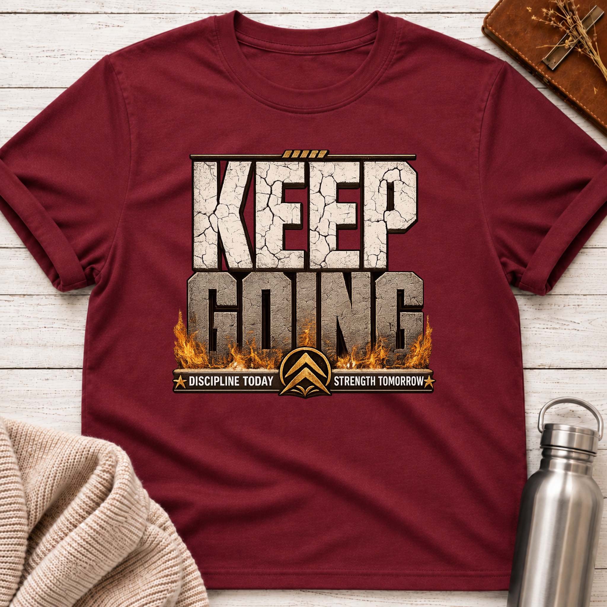 Keep Going – Discipline Today Strength Tomorrow Motivational Design T-Shirt