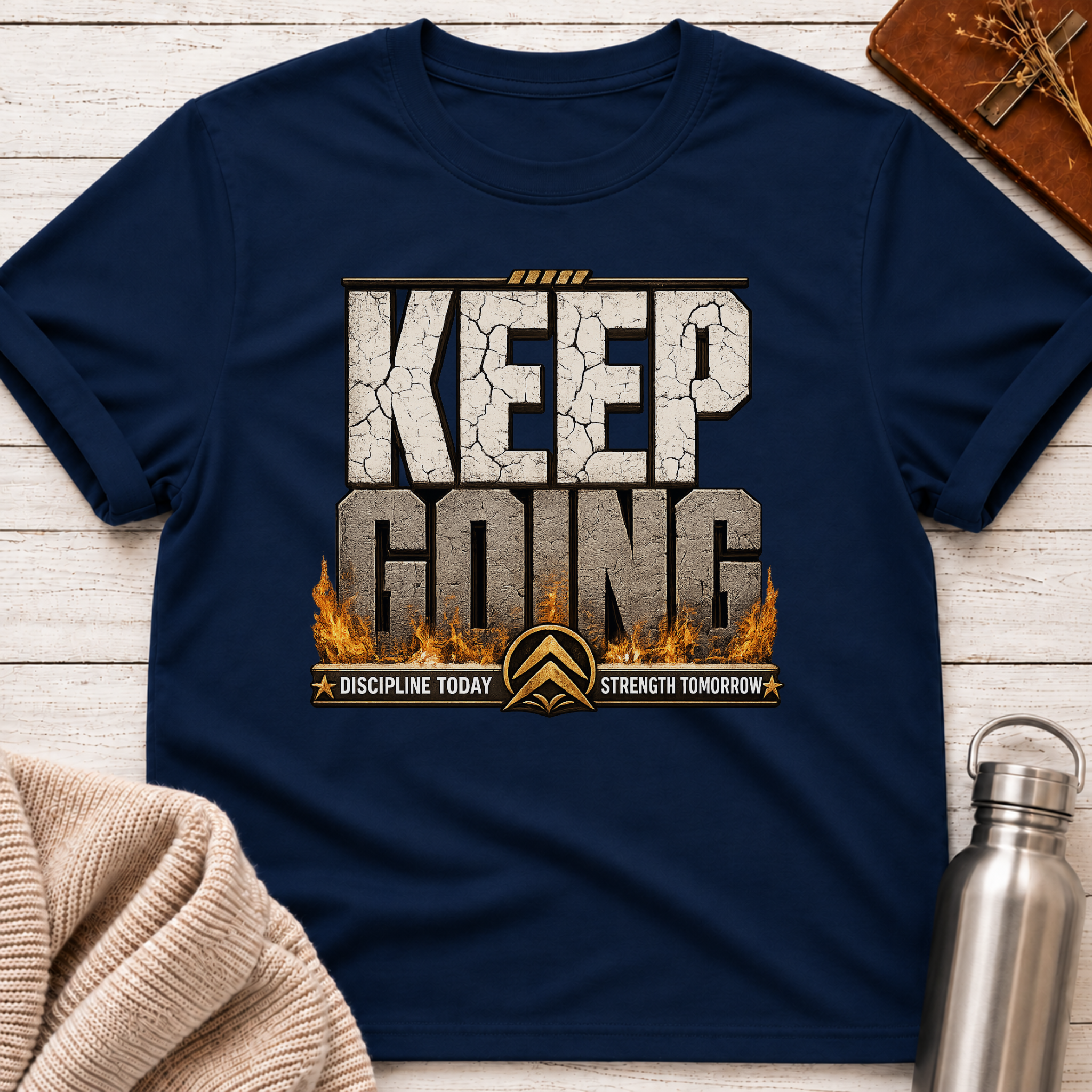 Keep Going – Discipline Today Strength Tomorrow Motivational Design T-Shirt