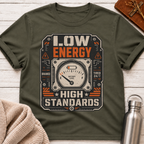 Low Energy High Standards Funny Burnout Battery Tee