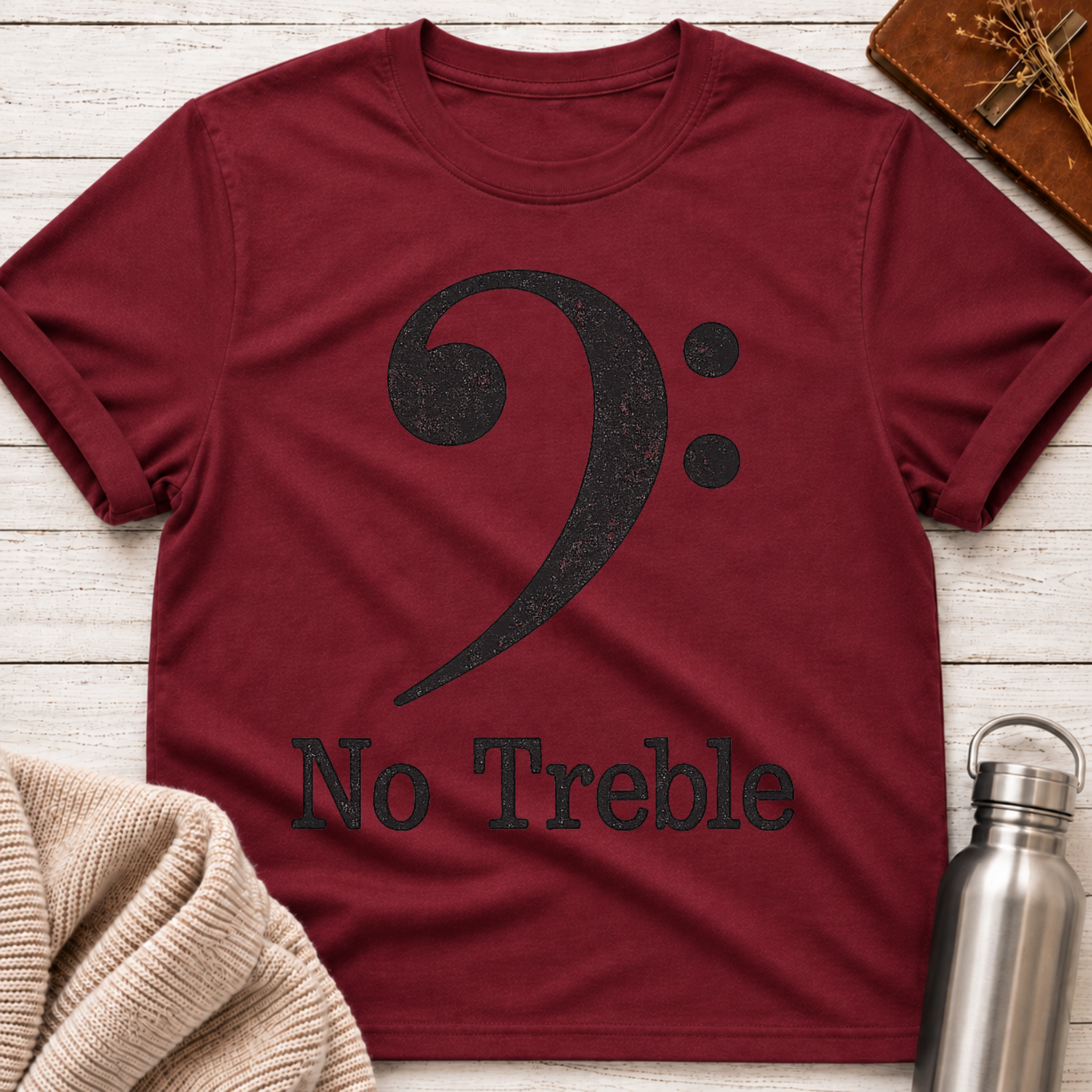 No Treble Funny Bass Clef Musician T-Shirt