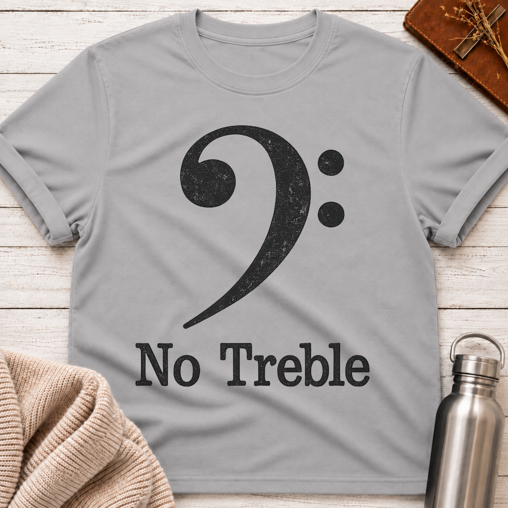 No Treble Funny Bass Clef Musician T-Shirt