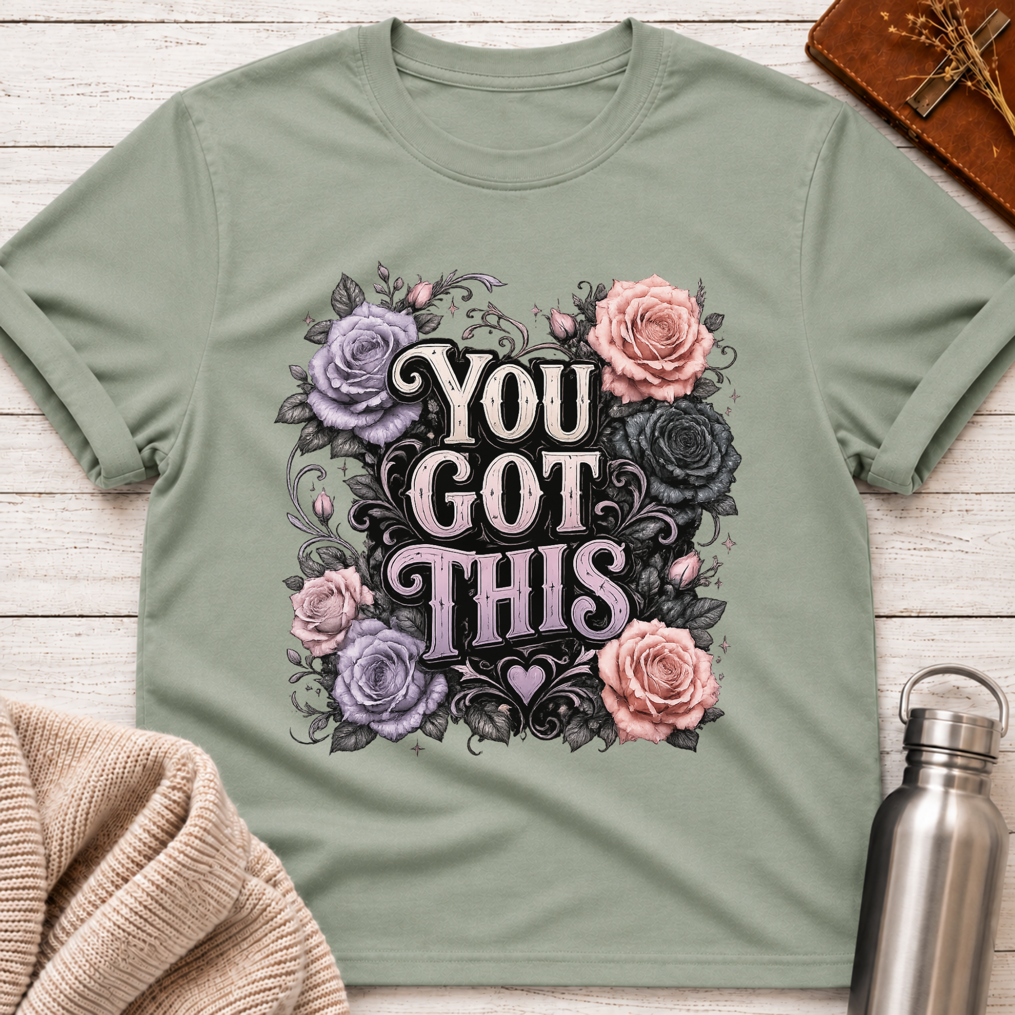 You Got This Floral Gothic Inspirational Typography T-Shirt