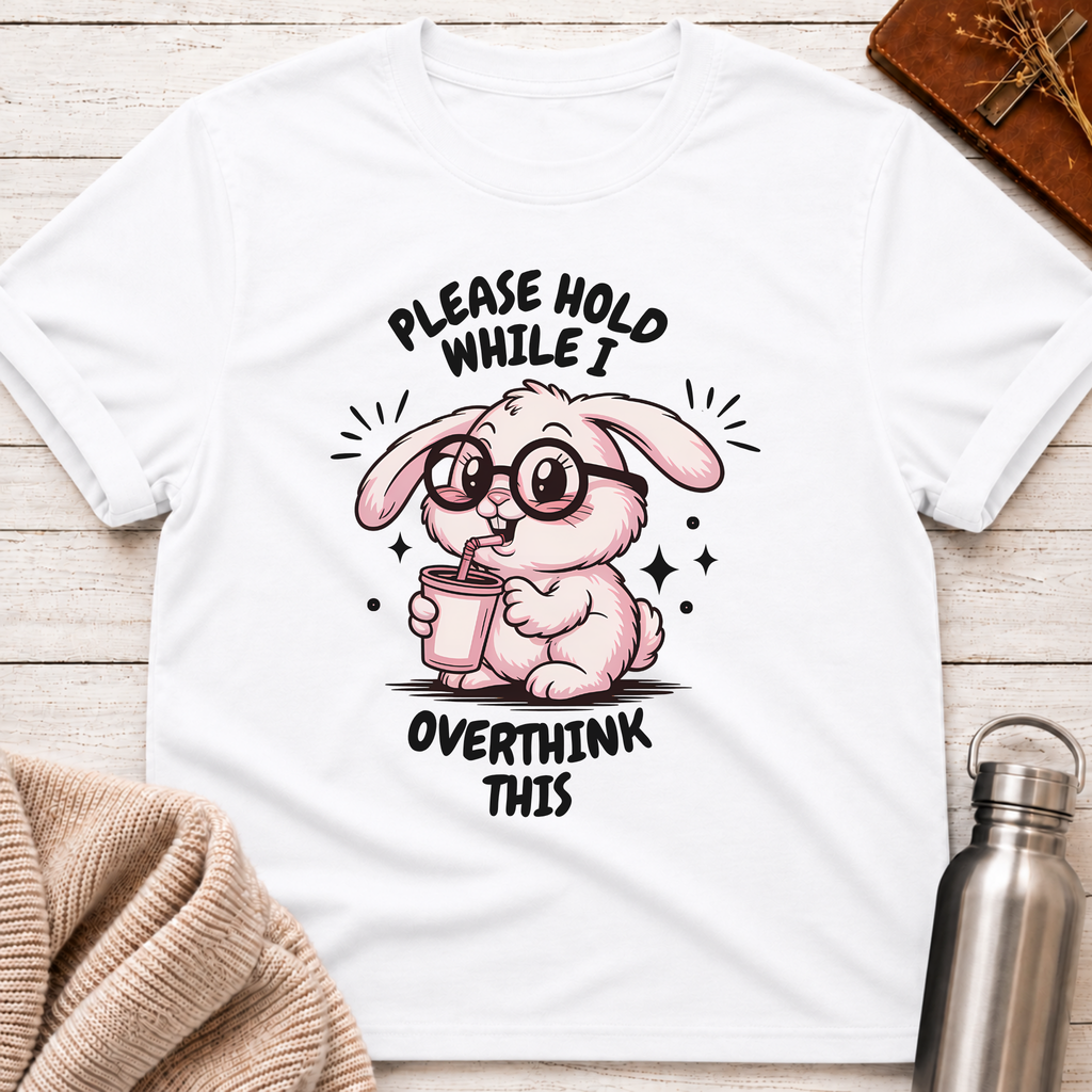 Please Hold While I Overthink This Funny Bunny T-Shirt