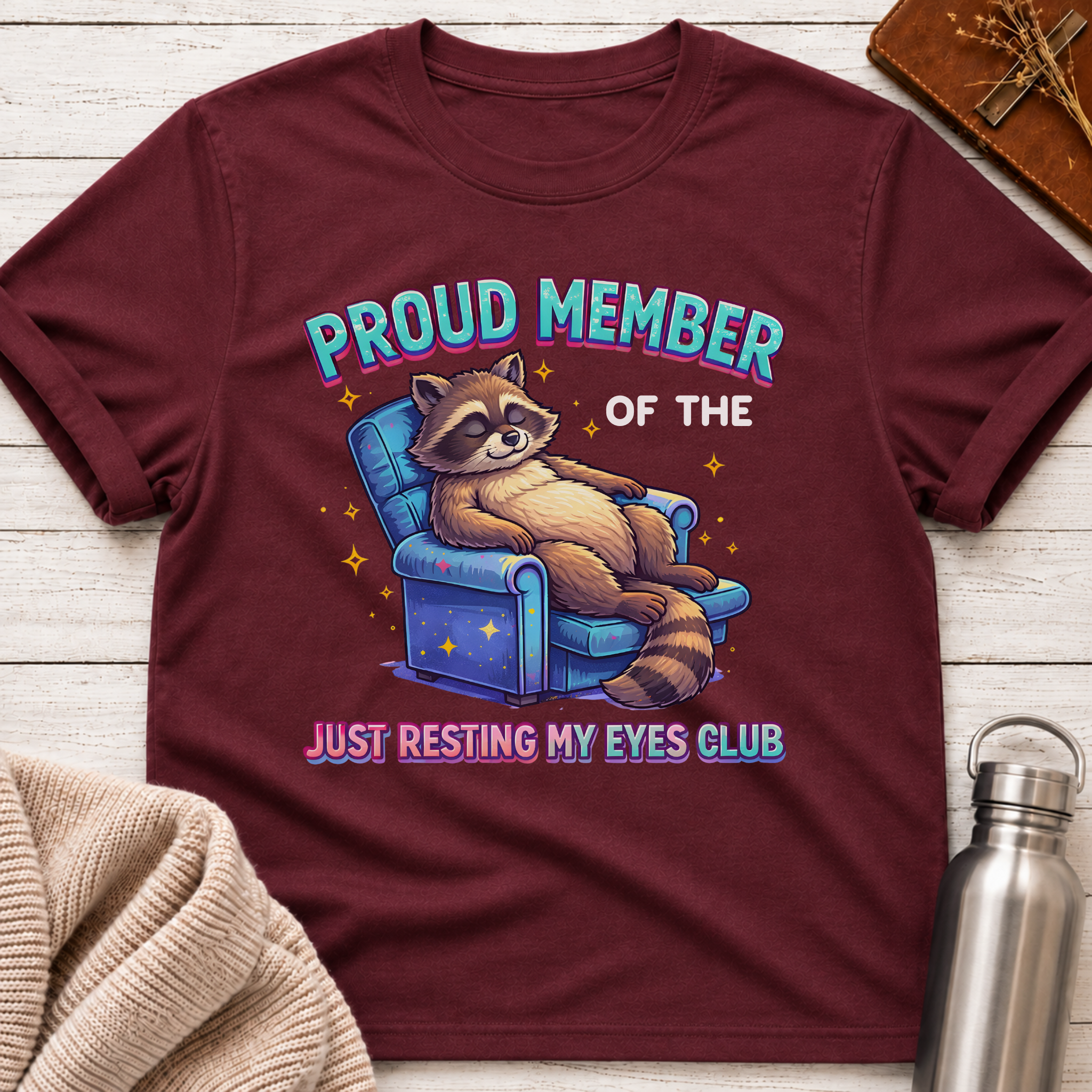 Just Resting My Eyes Club Raccoon T-Shirt