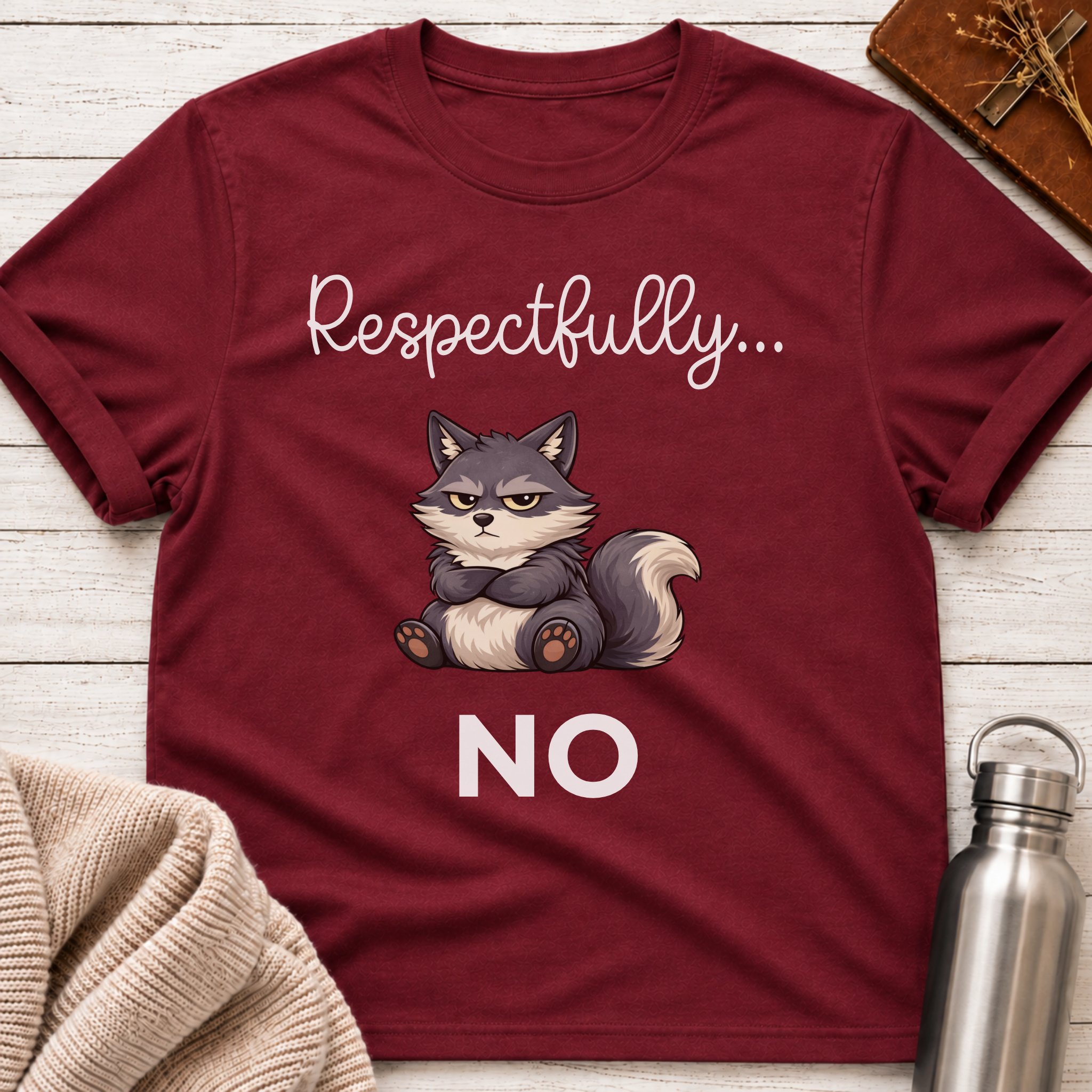 Respectfully... No Funny Wolf Graphic T-Shirt