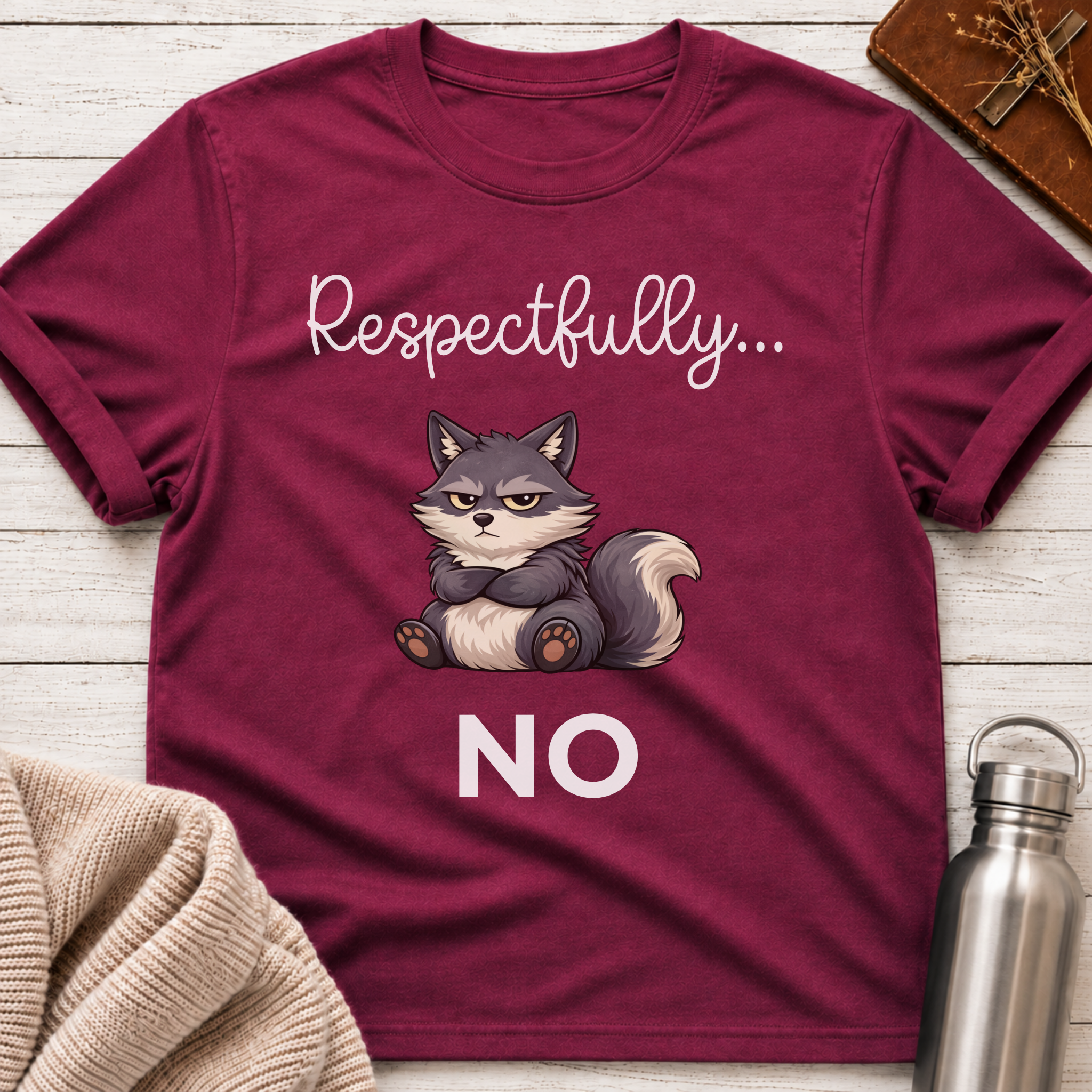 Respectfully... No Funny Wolf Graphic T-Shirt