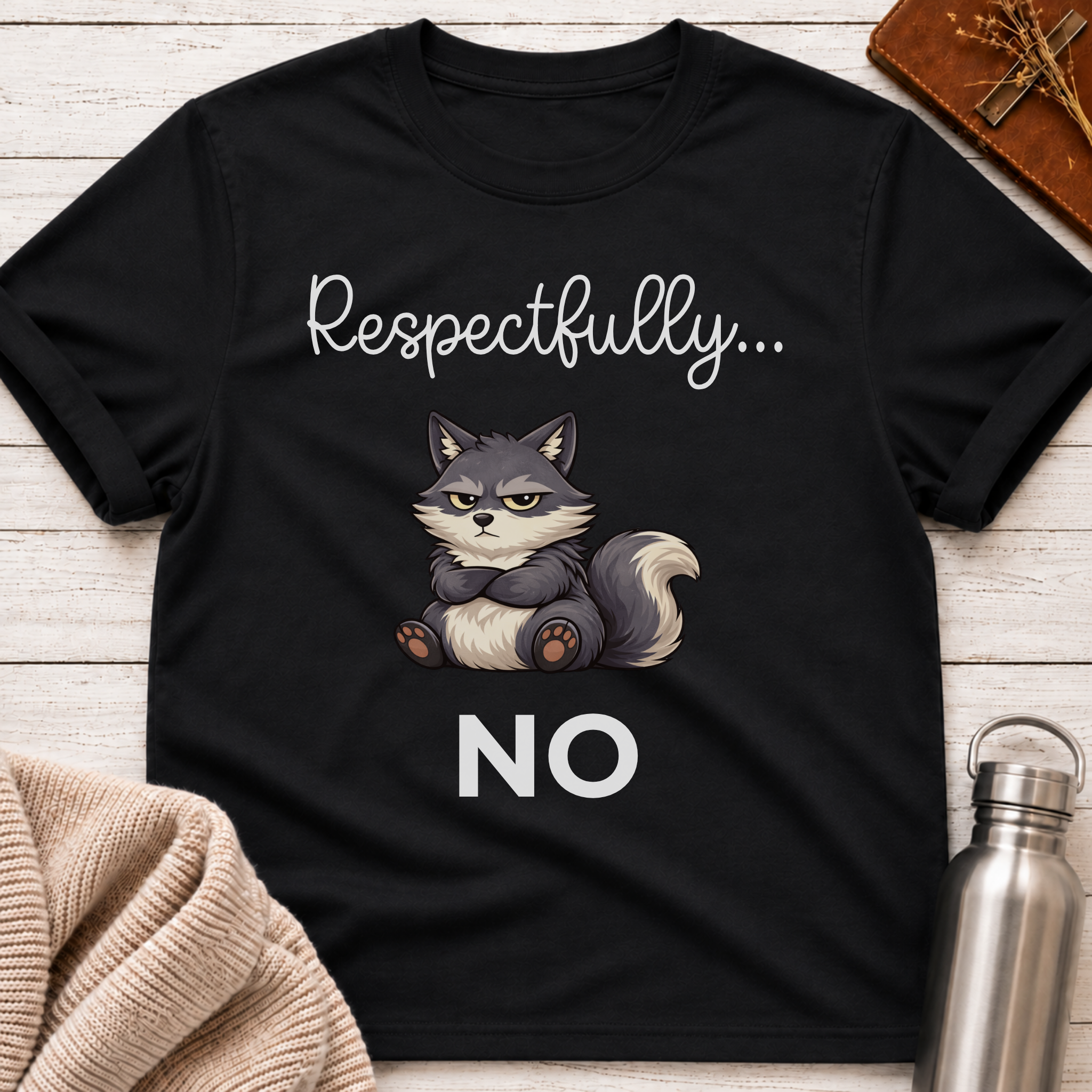 Respectfully... No Funny Wolf Graphic T-Shirt