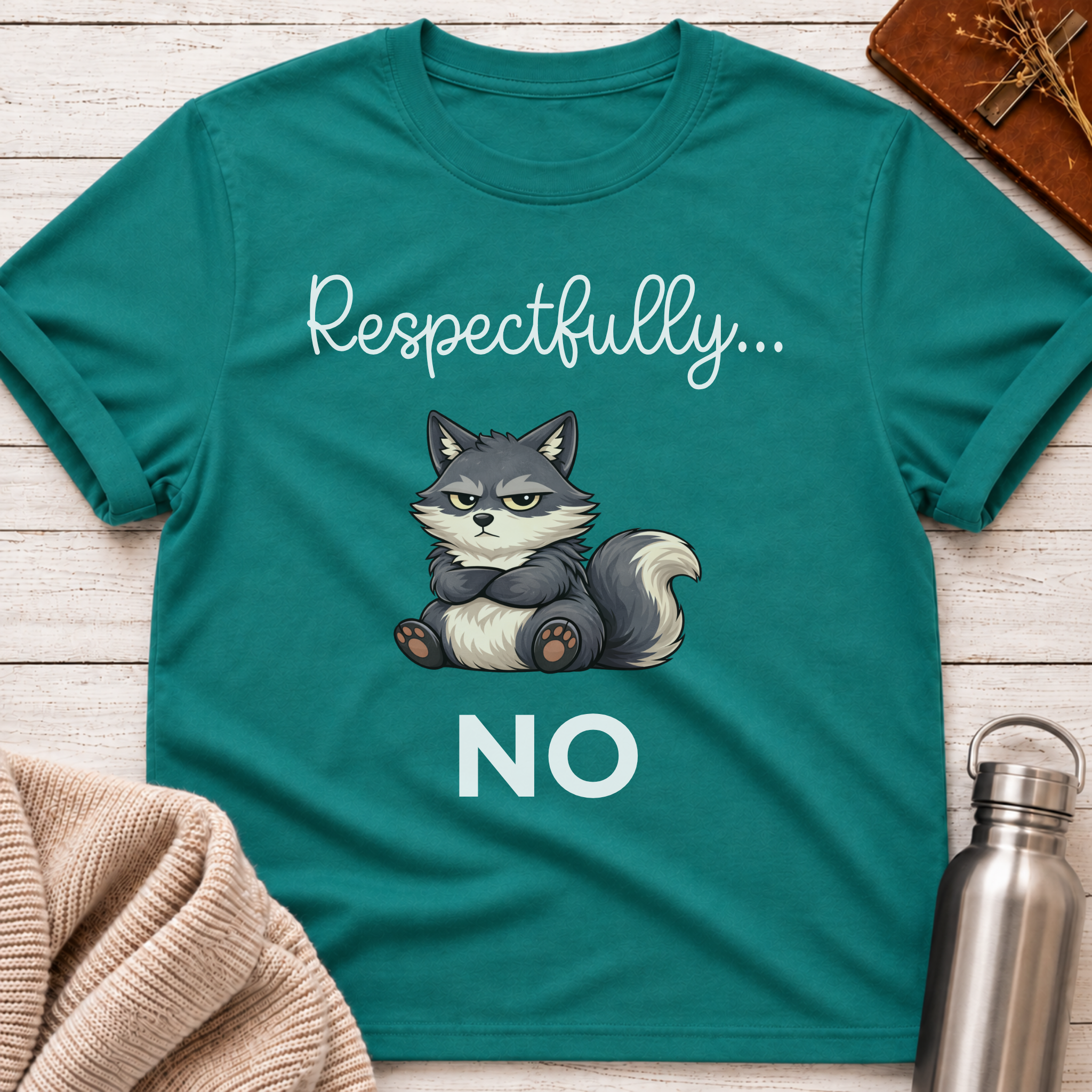 Respectfully... No Funny Wolf Graphic T-Shirt
