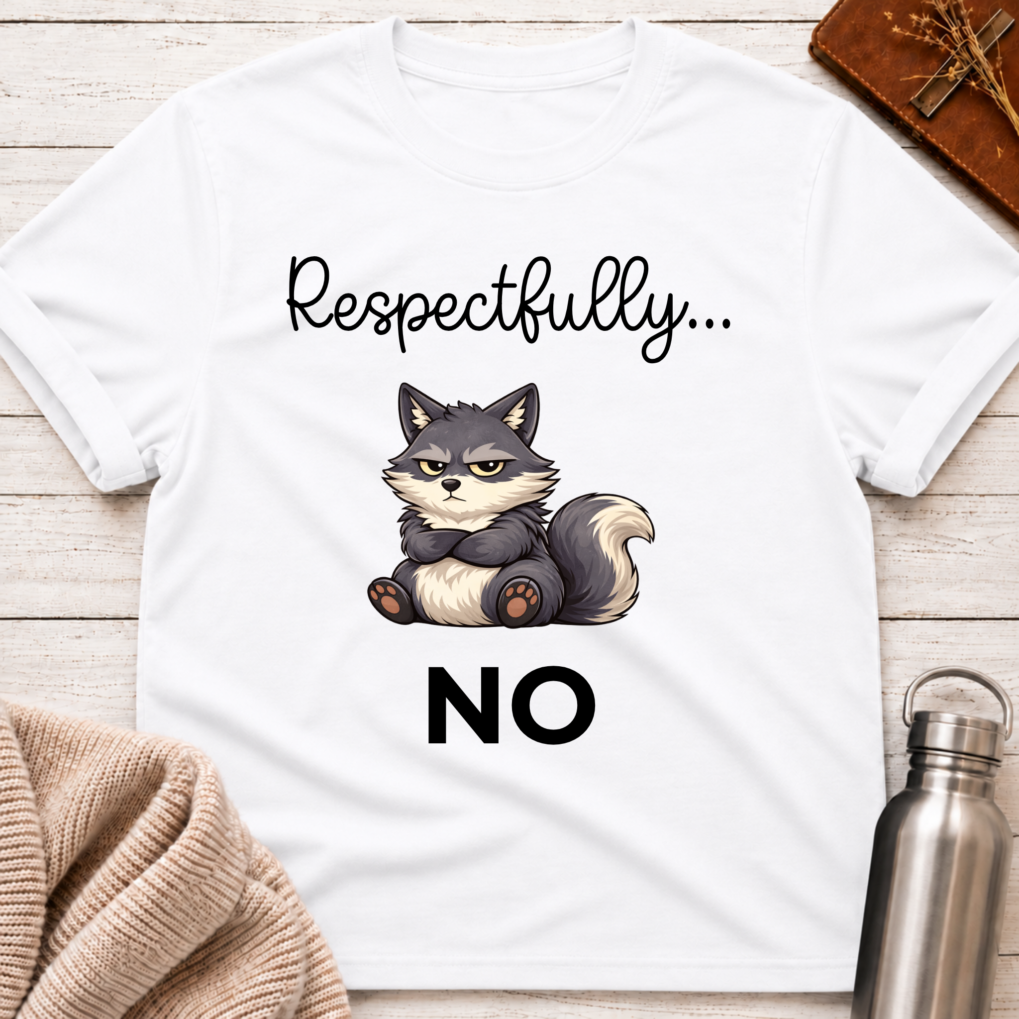 Respectfully... No Funny Wolf Graphic T-Shirt