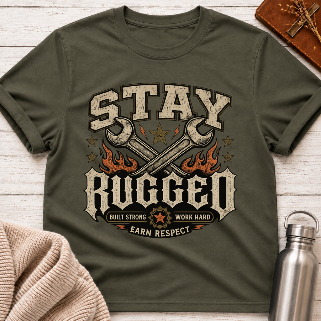 Stay Rugged – Built Strong Work Hard Earn Respect Graphic T-Shirt
