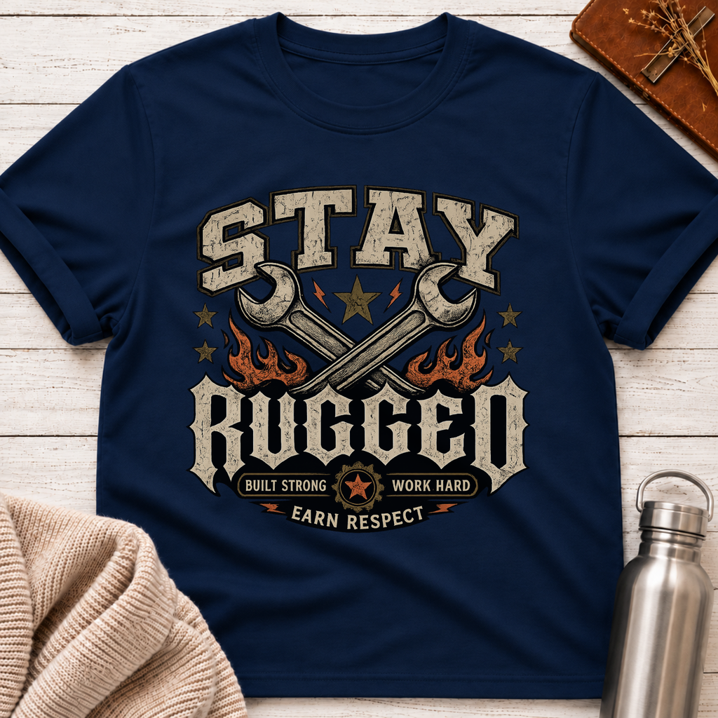 Stay Rugged – Built Strong Work Hard Earn Respect Graphic T-Shirt
