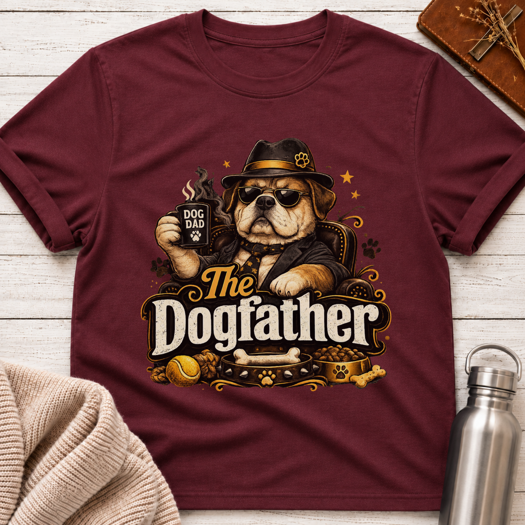 The Dogfather Funny Dog Dad Graphic T-Shirt