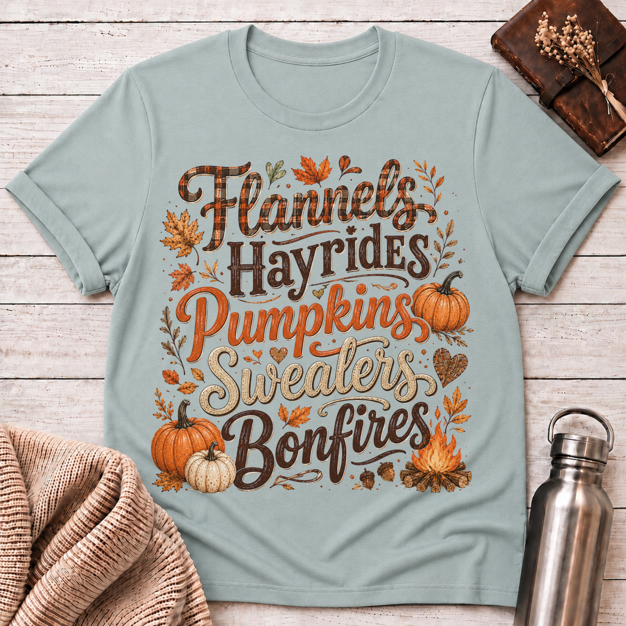 Flannels Hayrides Pumpkins T-Shirt